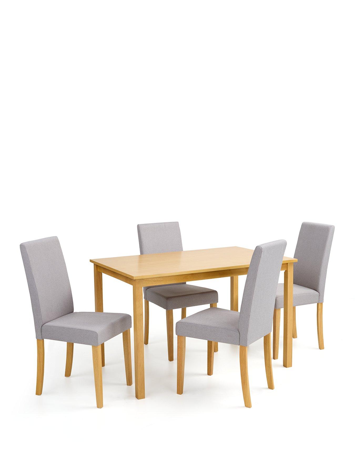 Image 2 of 6 of The Very Collection Primo Oak 120cm &amp; 4 Grey Fabric Chairs