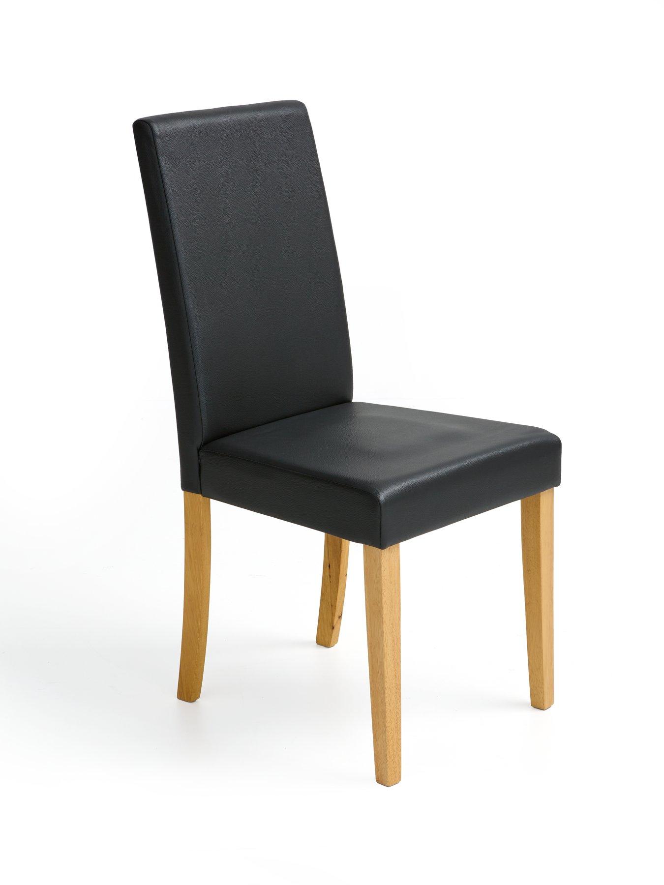 Image 5 of 6 of The Very Collection Primo Oak 120cm &amp; 4 Faux Leather Black Chairs
