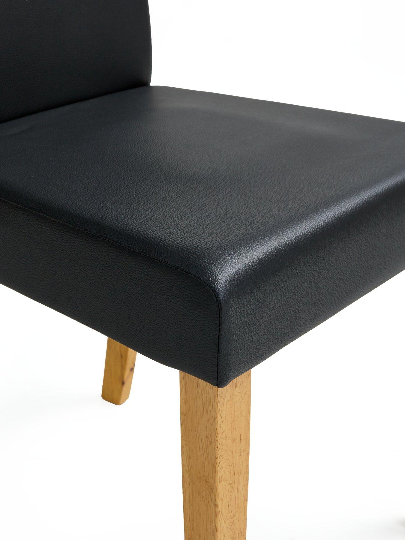 Image 6 of 6 of The Very Collection Primo Oak 120cm &amp; 4 Faux Leather Black Chairs