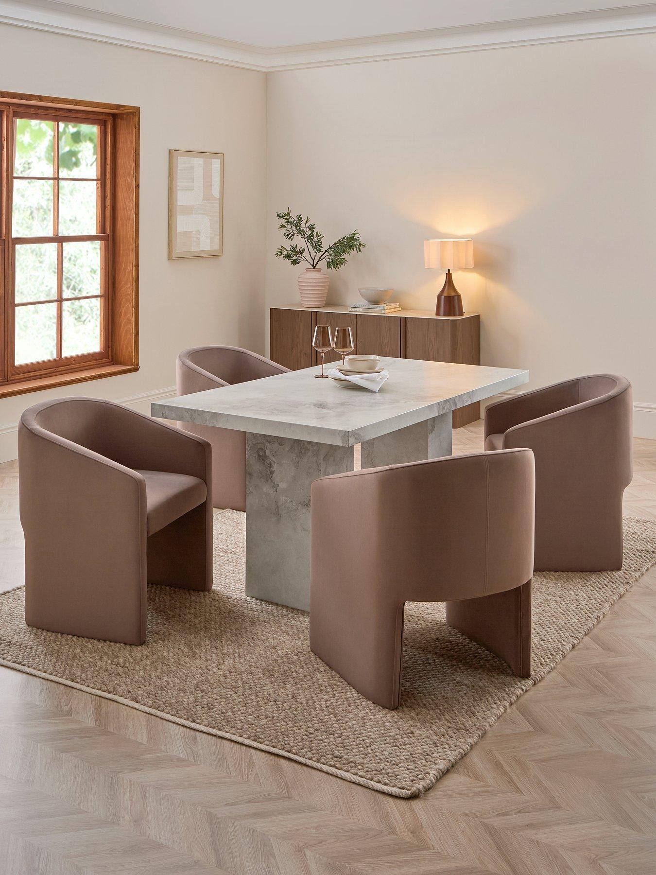 Image 1 of 7 of The Very Collection Vienna 160cm Rectangular Dining Table With 4 Mira Dining Chairs