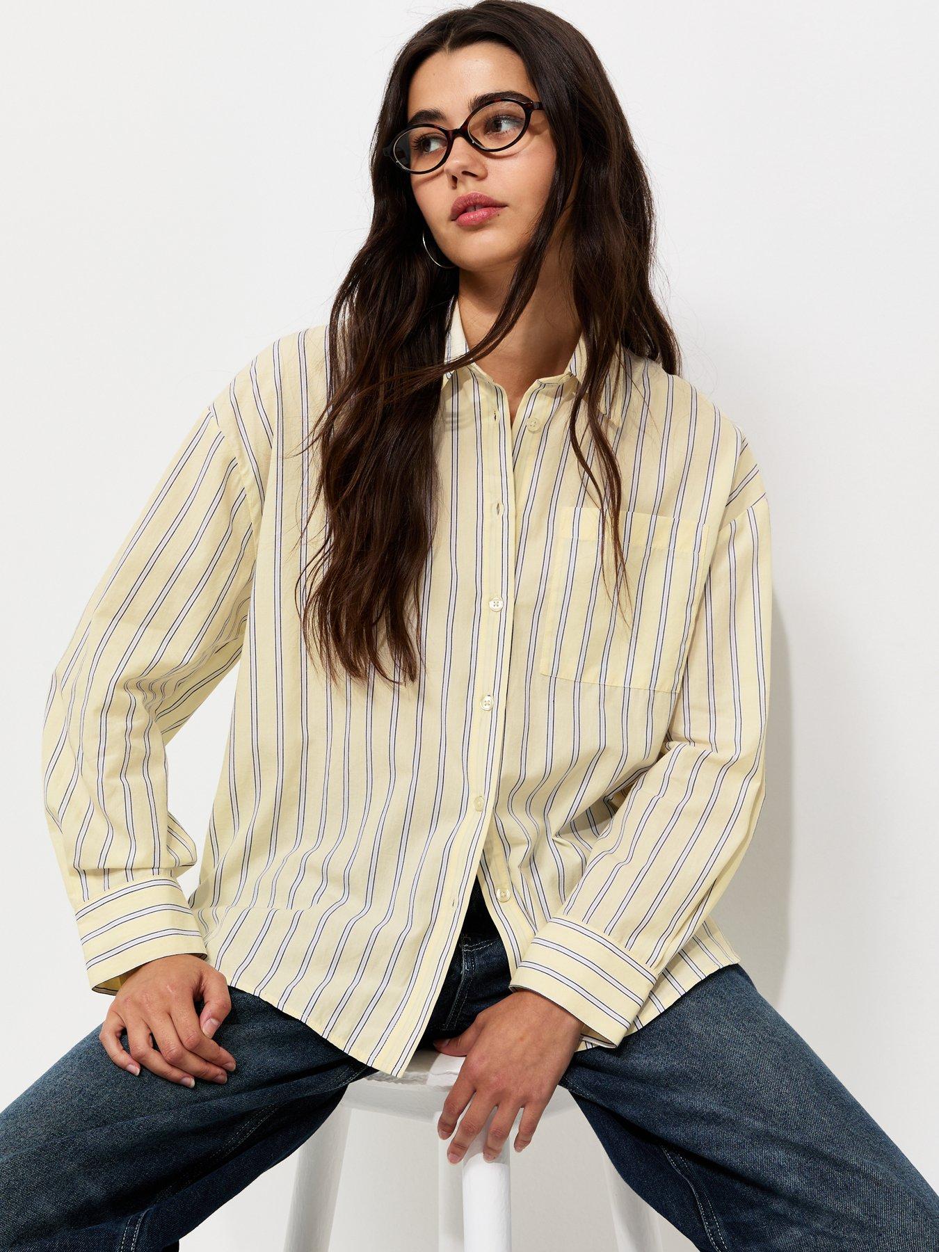 New Look Cotton Striped Oversized Shirt - Yellow