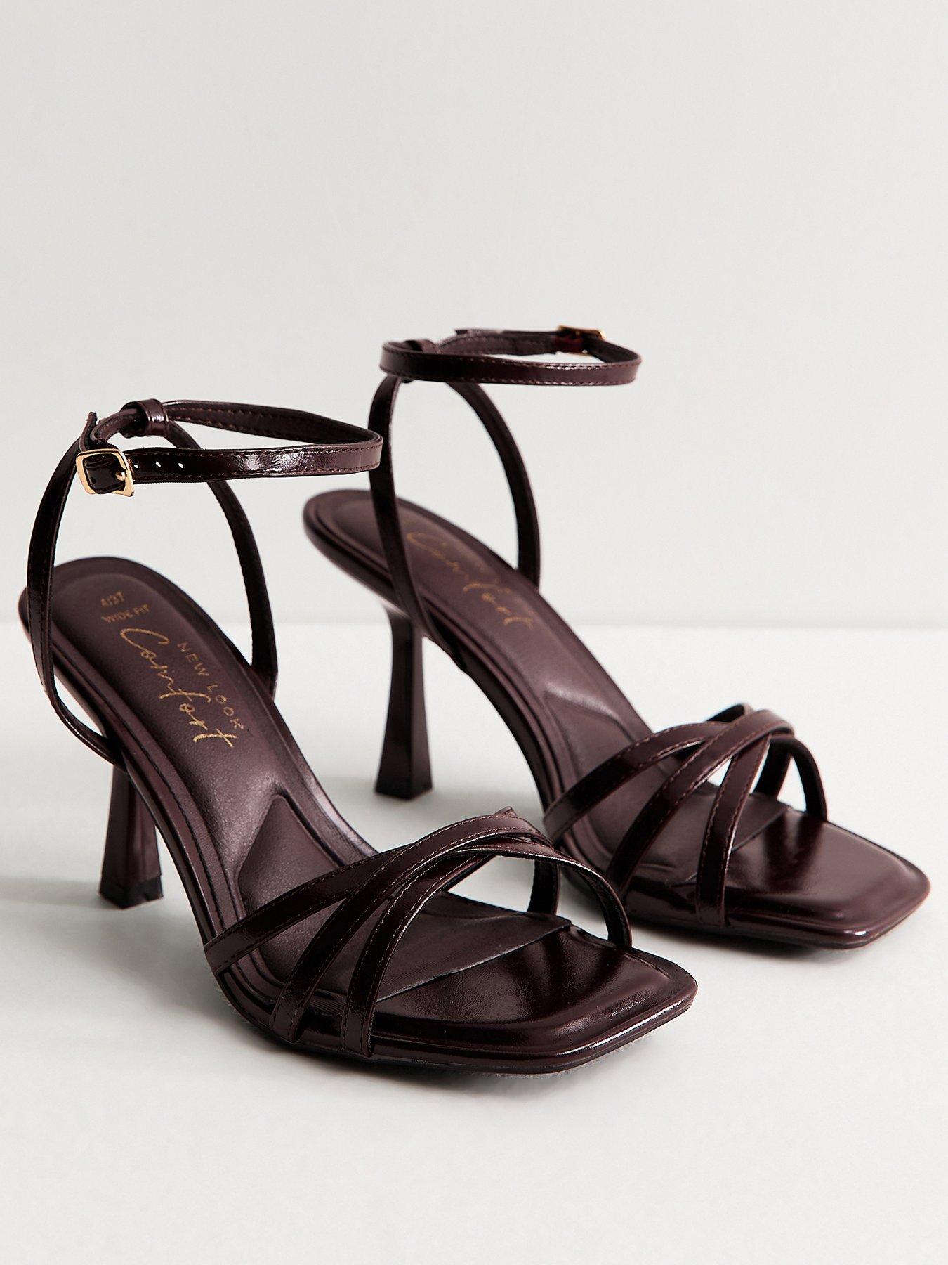 Image 2 of 5 of New Look Womens Wide Fit Strappy Stiletto Sandals - Dark Burgundy