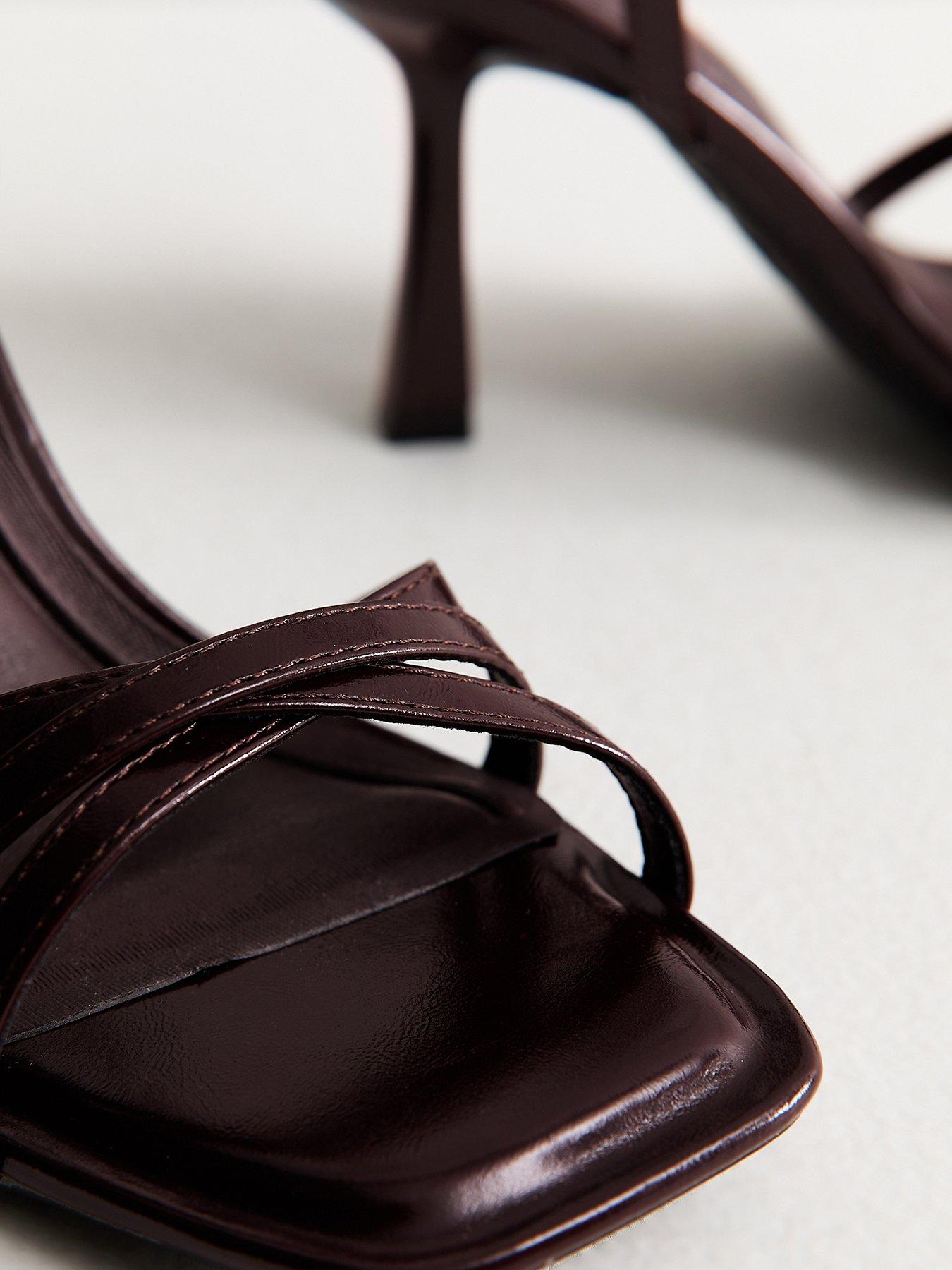Image 3 of 5 of New Look Womens Wide Fit Strappy Stiletto Sandals - Dark Burgundy
