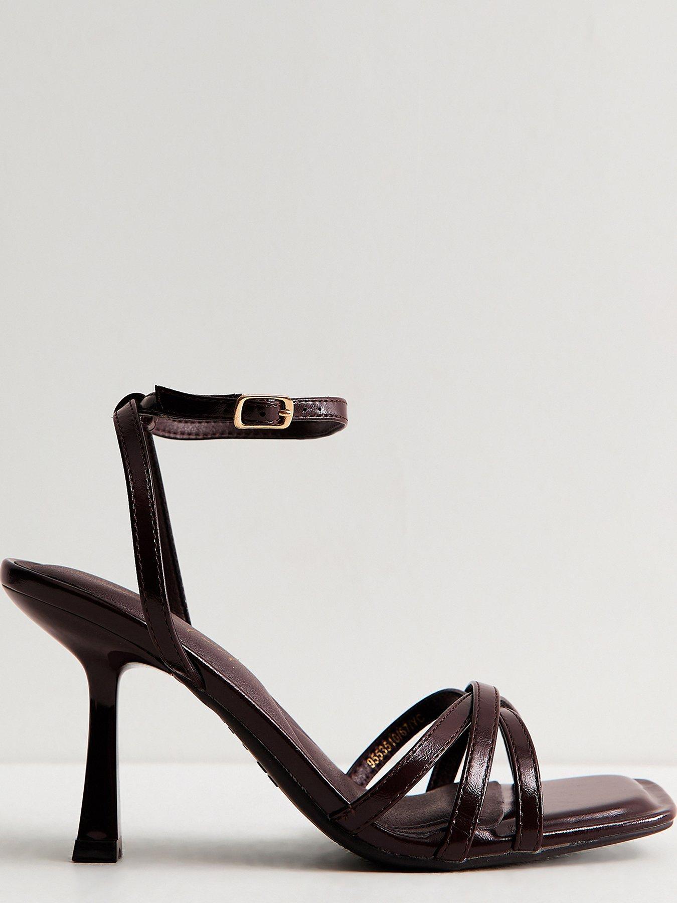 Image 4 of 5 of New Look Womens Wide Fit Strappy Stiletto Sandals - Dark Burgundy