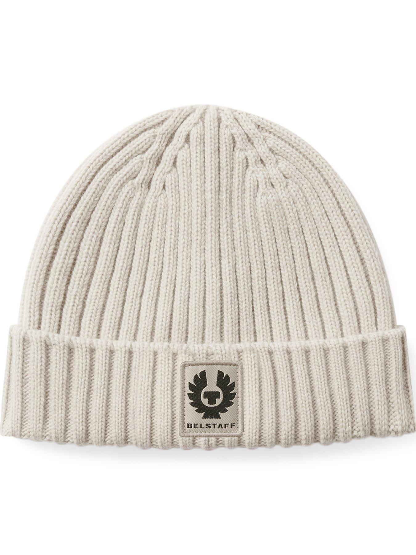 Image 1 of 3 of Belstaff Belstaff Watch Logo Patch Ribbed Beanie Hat - Natural