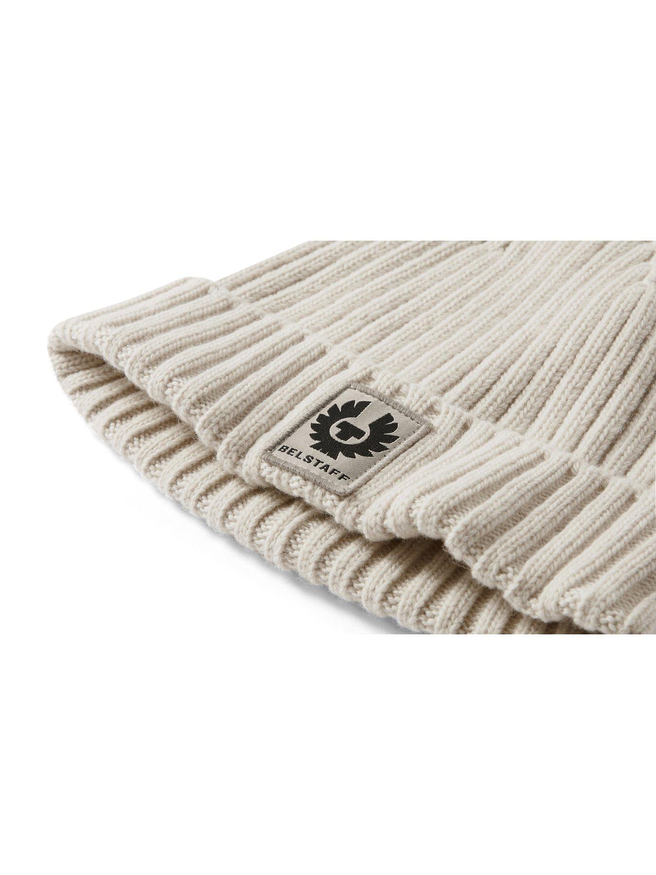 Image 3 of 3 of Belstaff Belstaff Watch Logo Patch Ribbed Beanie Hat - Natural