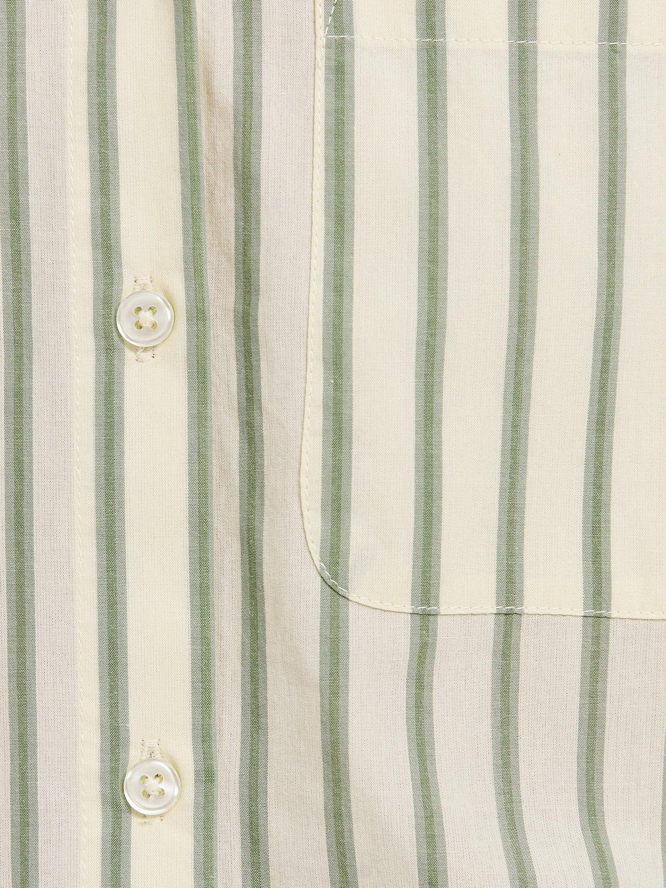 Image 5 of 5 of New Look Cotton Poplin Striped Long Sleeve Shirt - Green