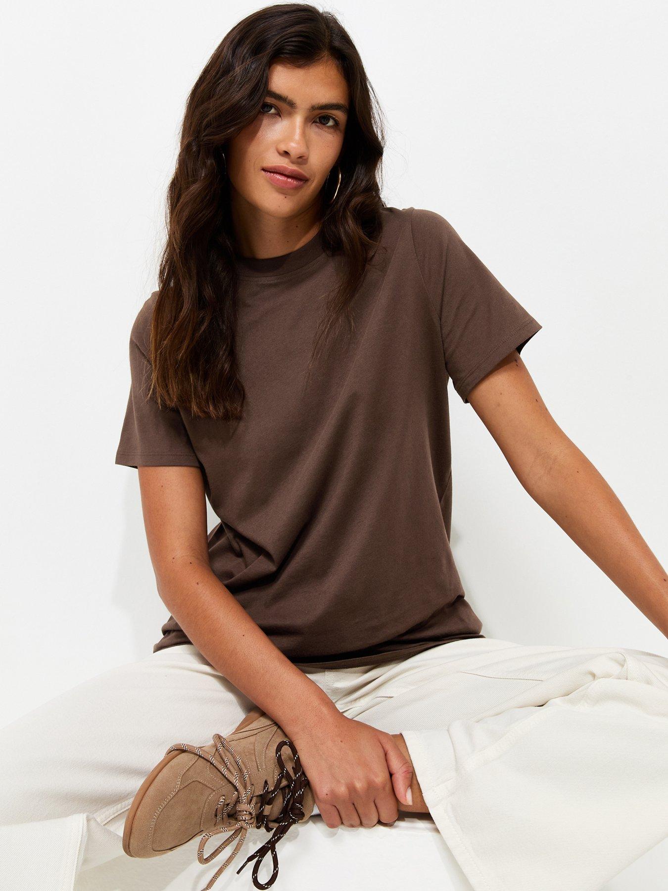 New Look Cotton T-Shirt - Brown