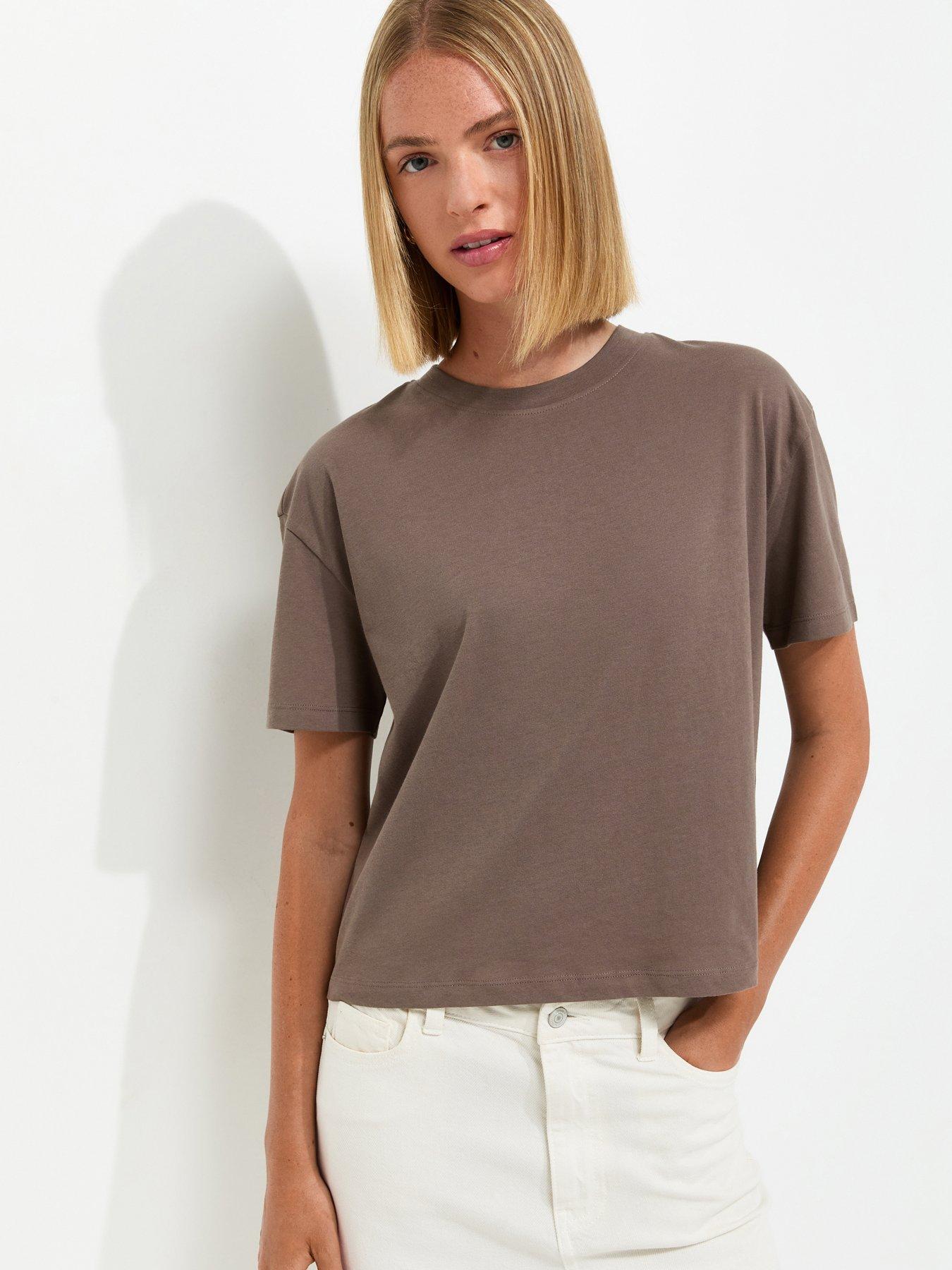 New Look Cotton Boxy Fit T-Shirt - Light Brown