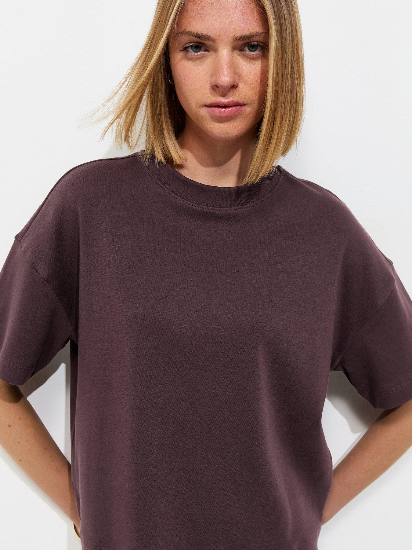 Image 4 of 5 of New Look Premium Dark Brown Heavyweight Cotton Boxy Fit T-shirt
