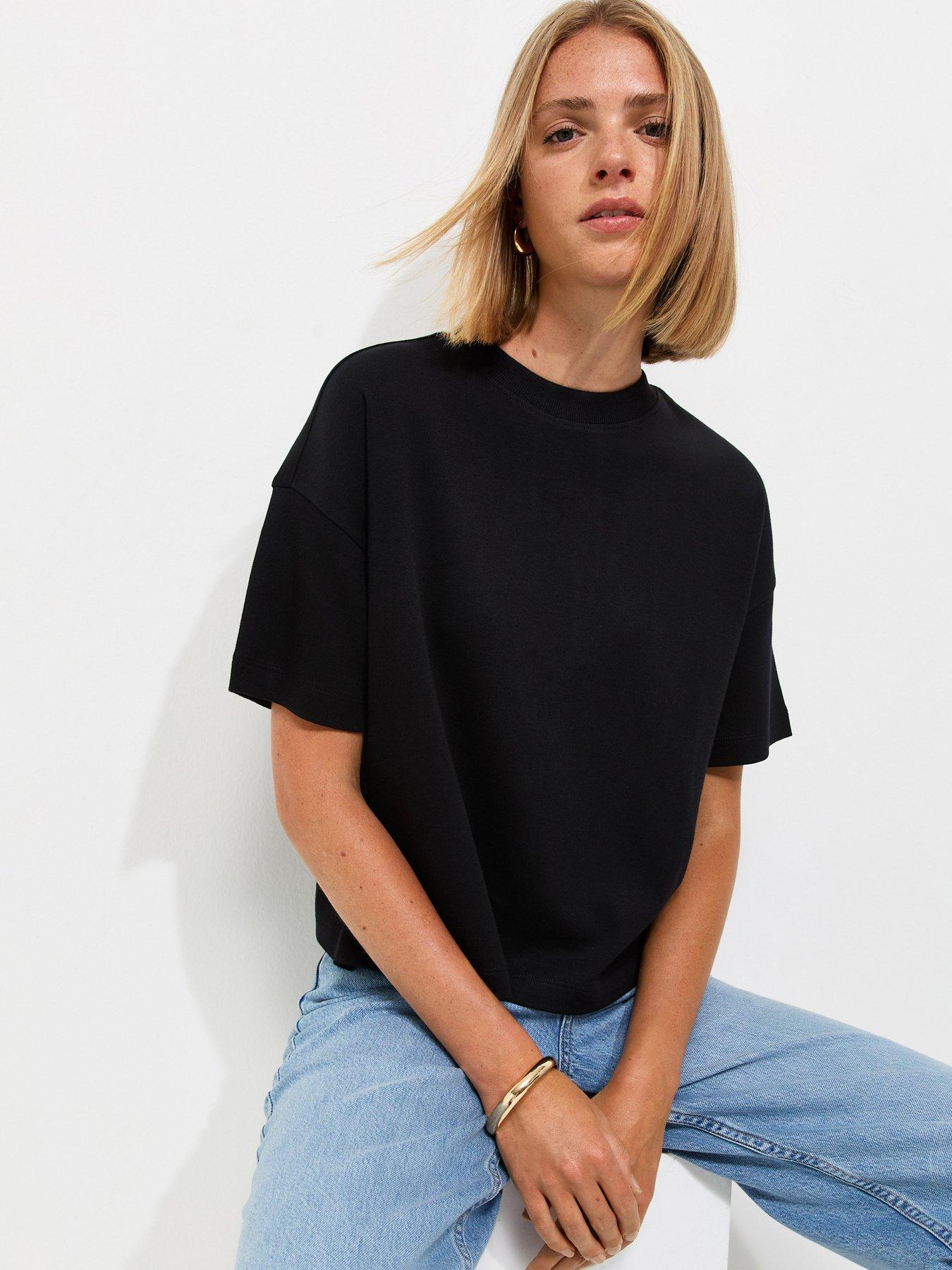 New Look Premium Cotton Boxy Fit T-Shirt - Black