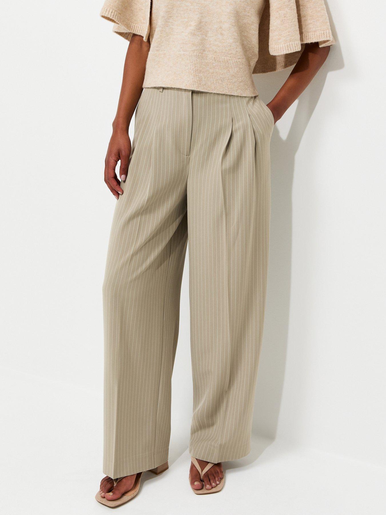 New Look Striped Wide Leg Trousers - Brown