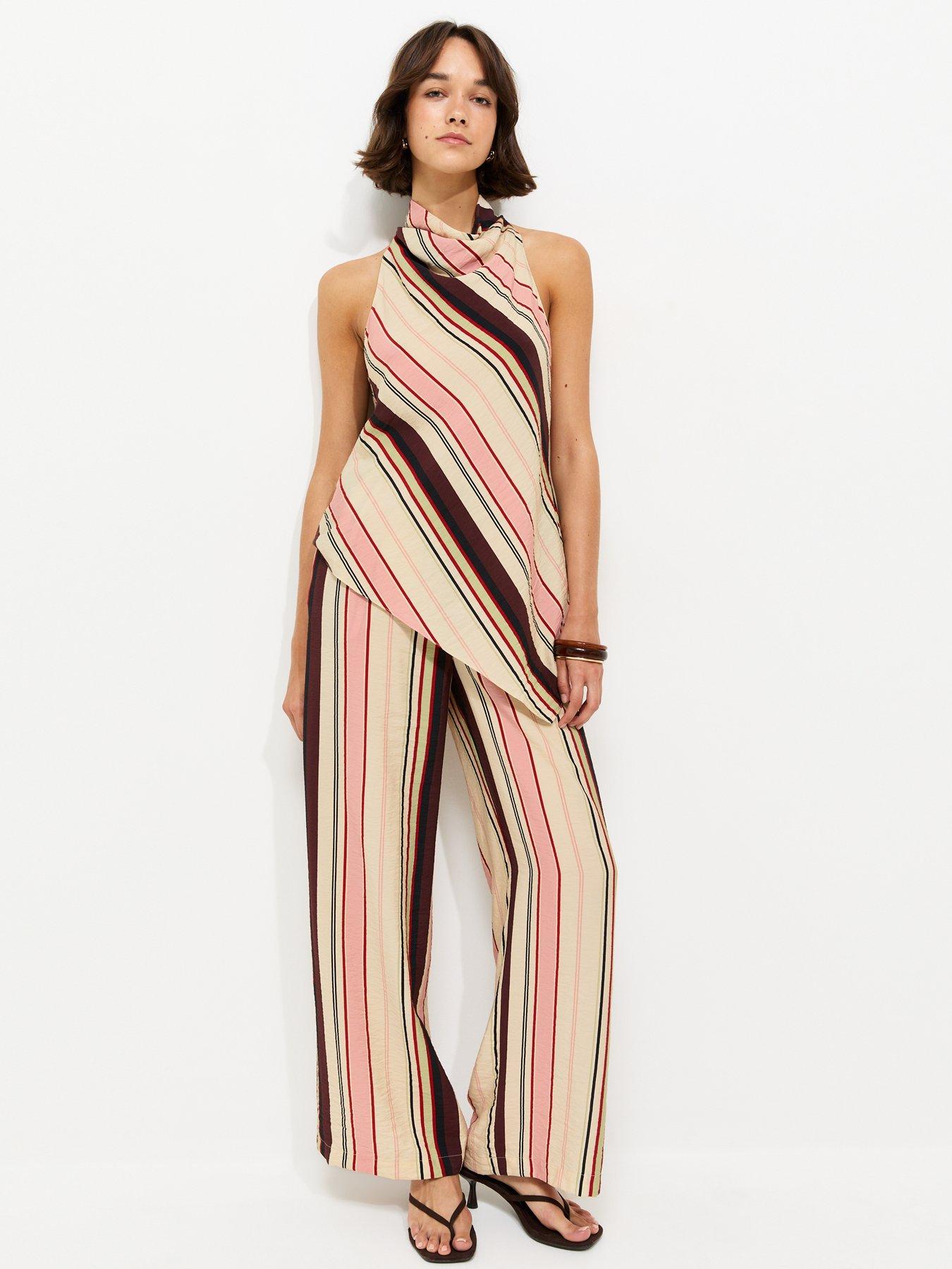 New Look Striped Drawstring Wide Leg Co-Ord Trousers - Multi