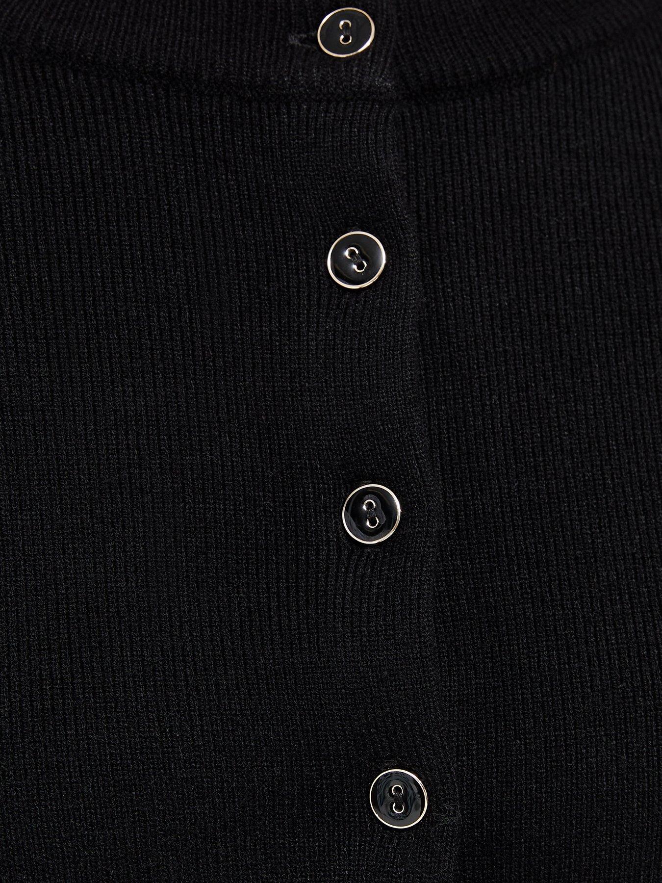 Image 5 of 5 of New Look Compact Knit Crew Neck Cardigan - Black