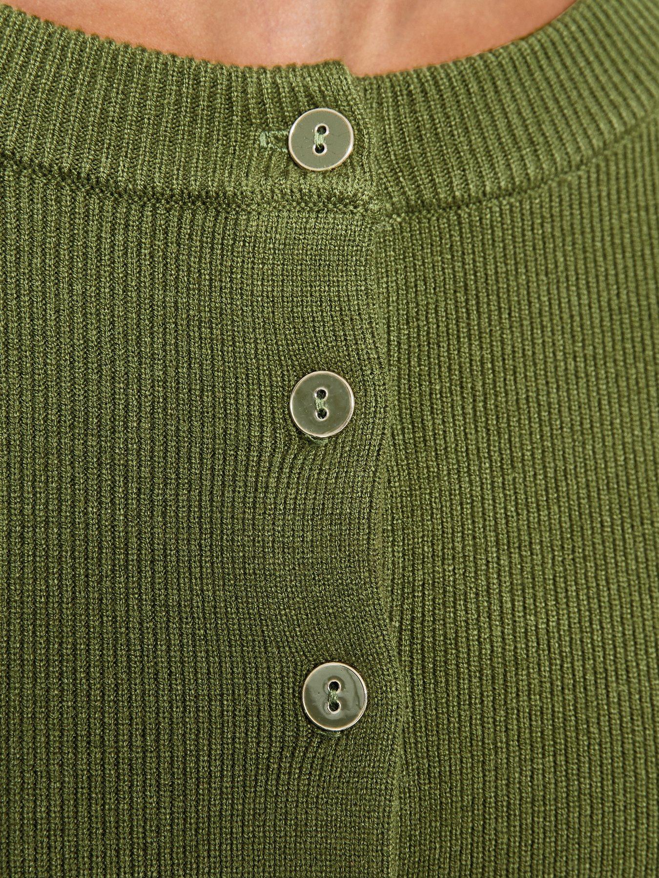 Image 5 of 5 of New Look Compact Knit Crew Neck Cardigan - Green