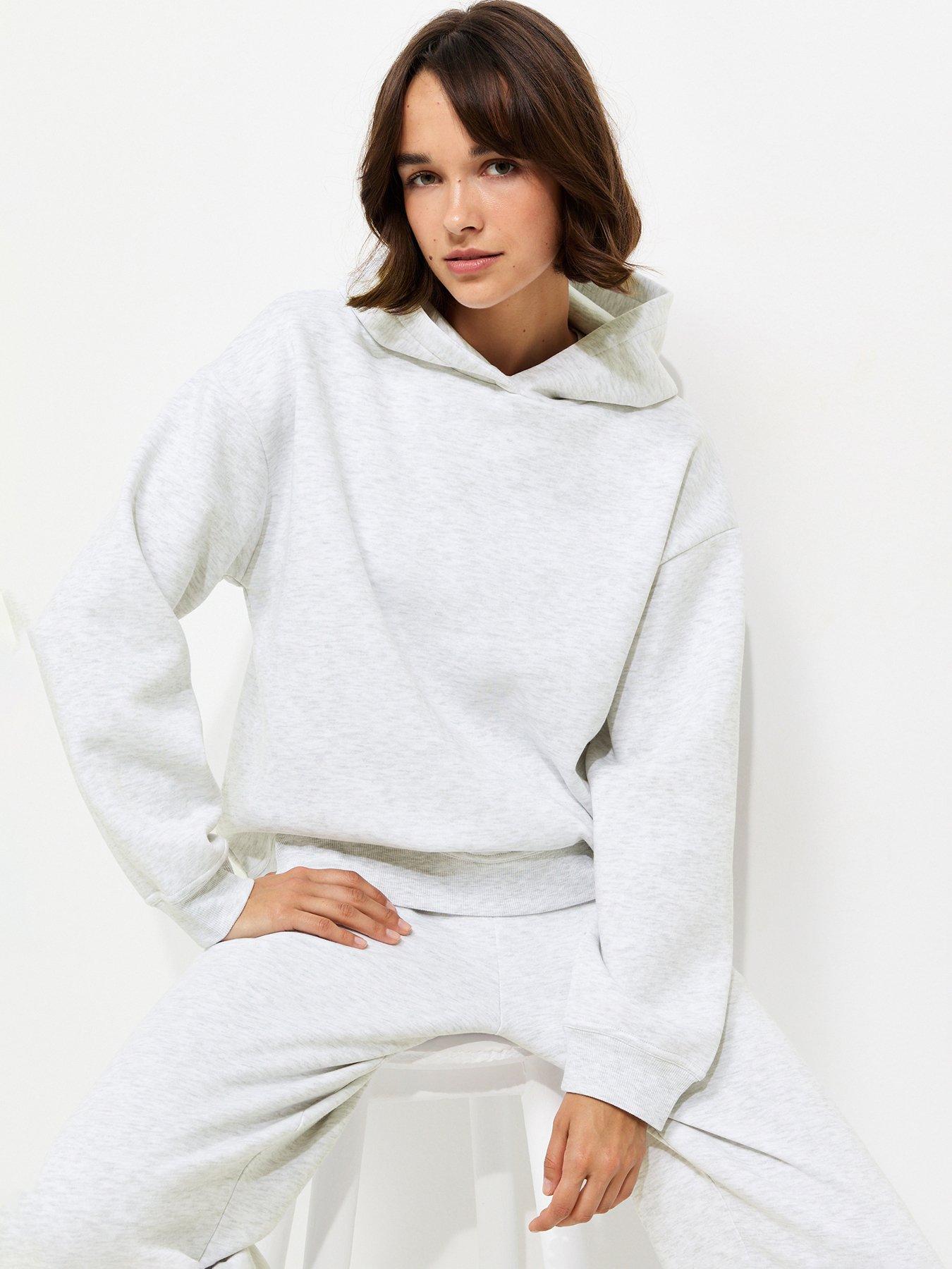 New Look Marl Cotton Rich Long Sleeve Hoodie - Grey