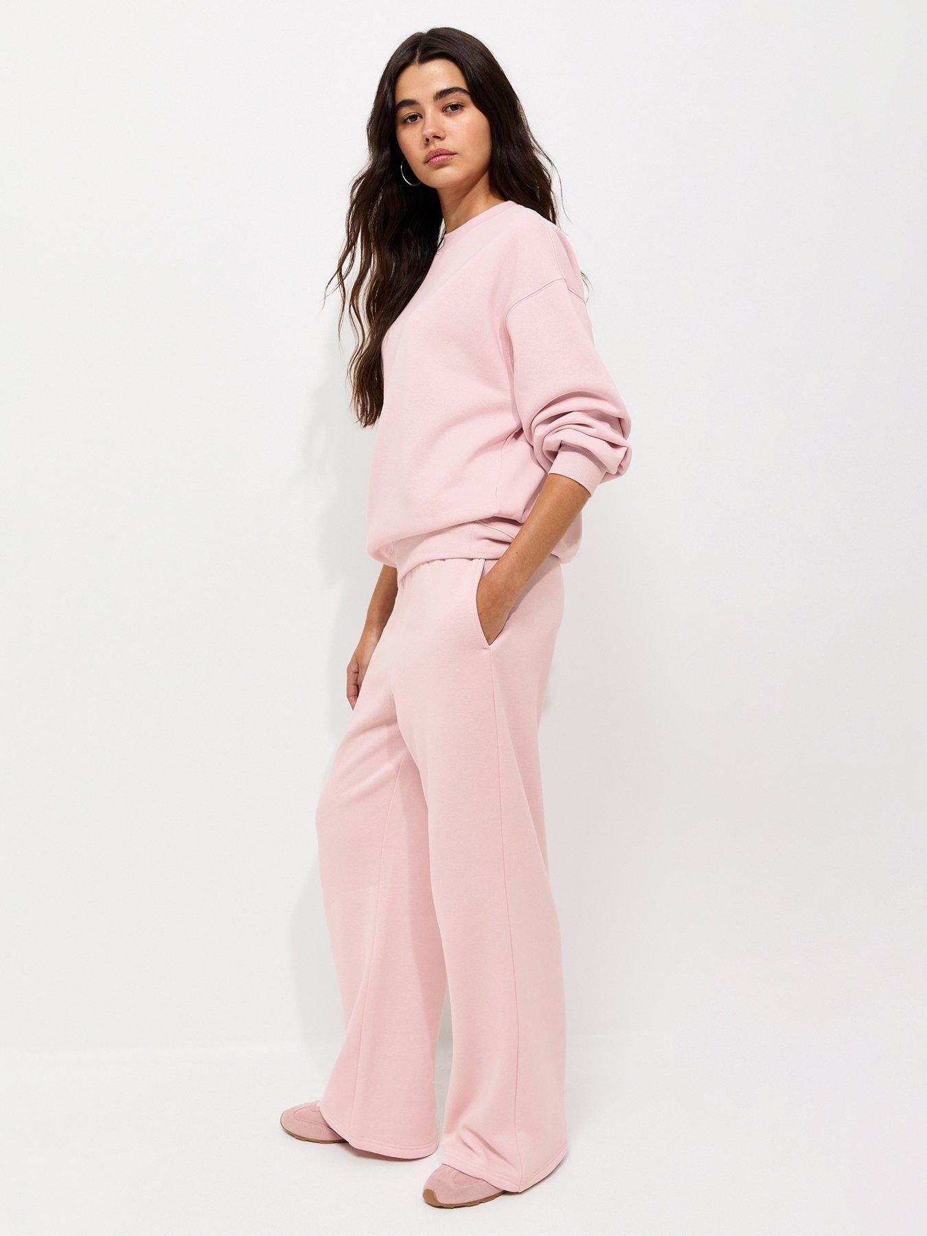 New Look Cotton Rich Wide Leg Joggers - Light Pink