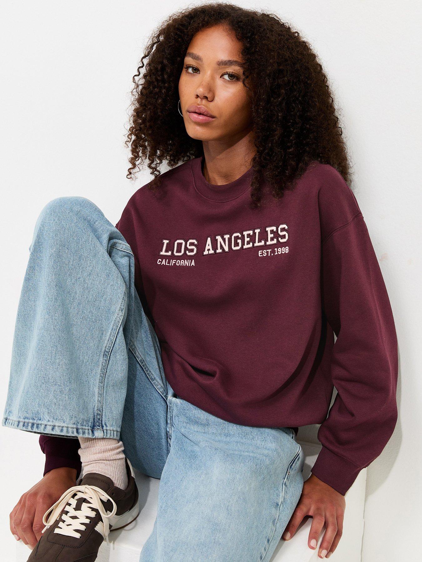 New Look Dark Burgundy Cotton Rich Los Angeles Sweatshirt