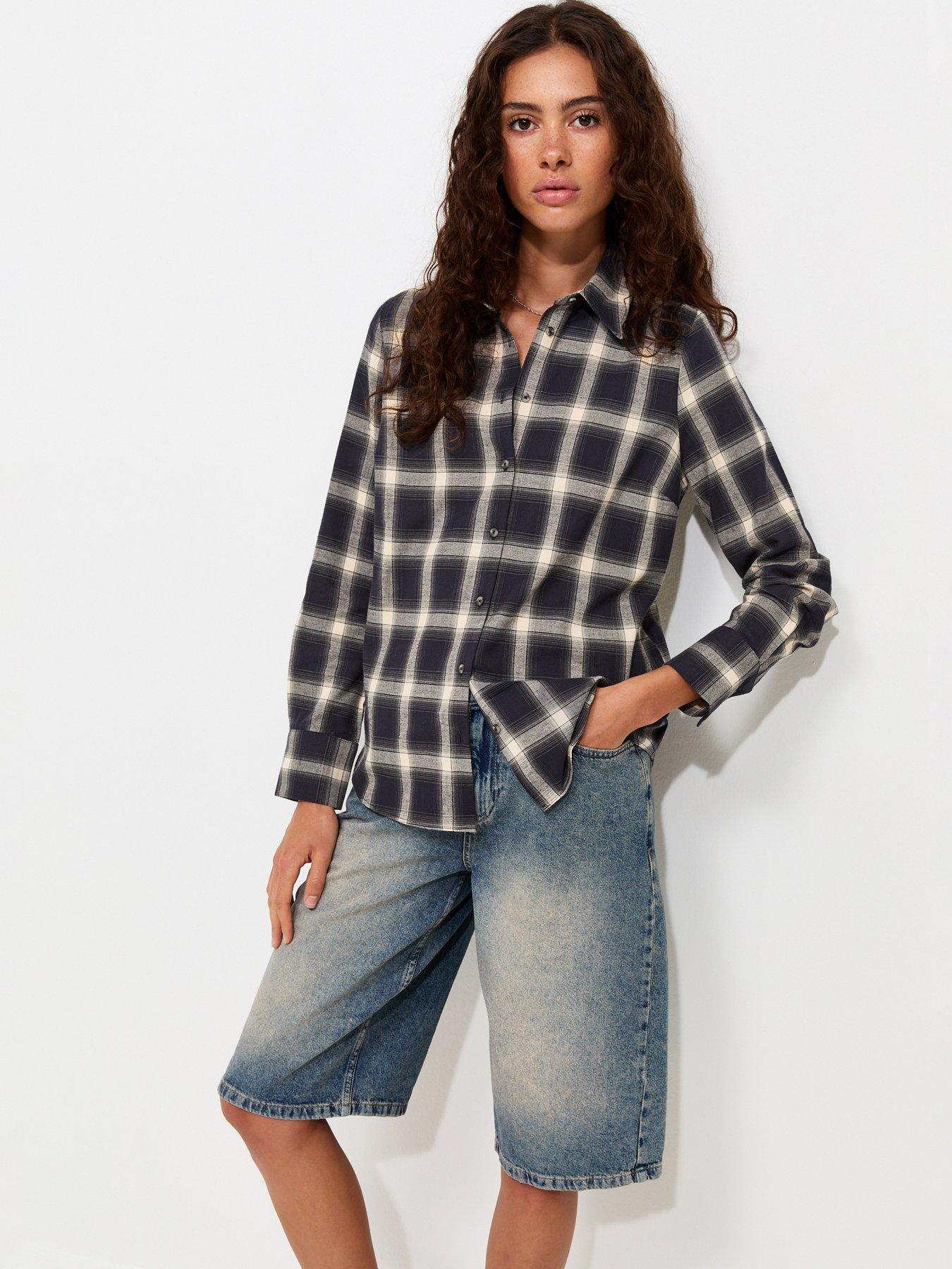 New Look Cotton Checked Long Sleeve Shirt - Blue