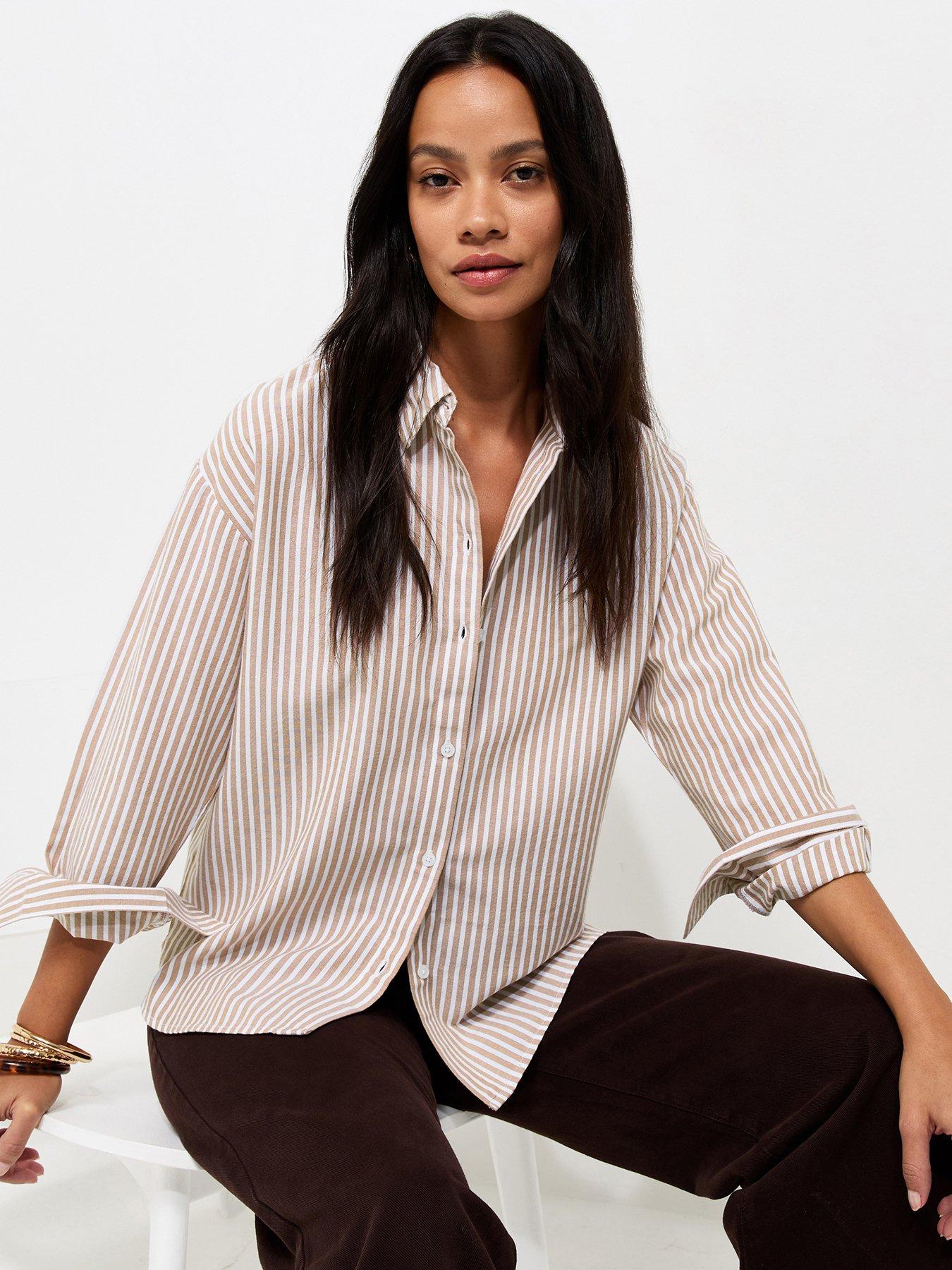 New Look Cotton Striped Oxford Shirt - Brown