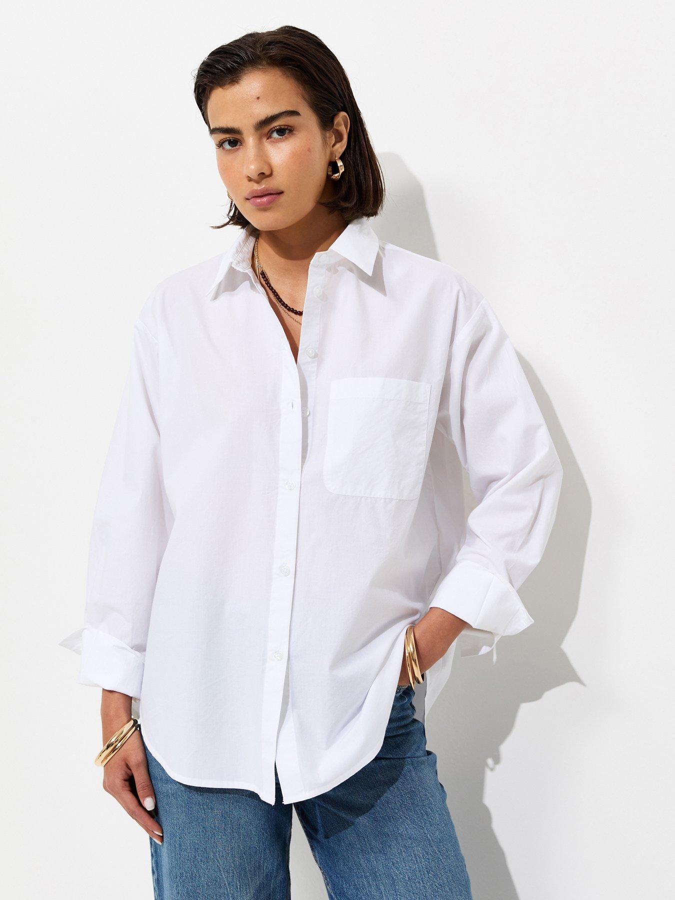 New Look Cotton Poplin Long Sleeve Shirt - White