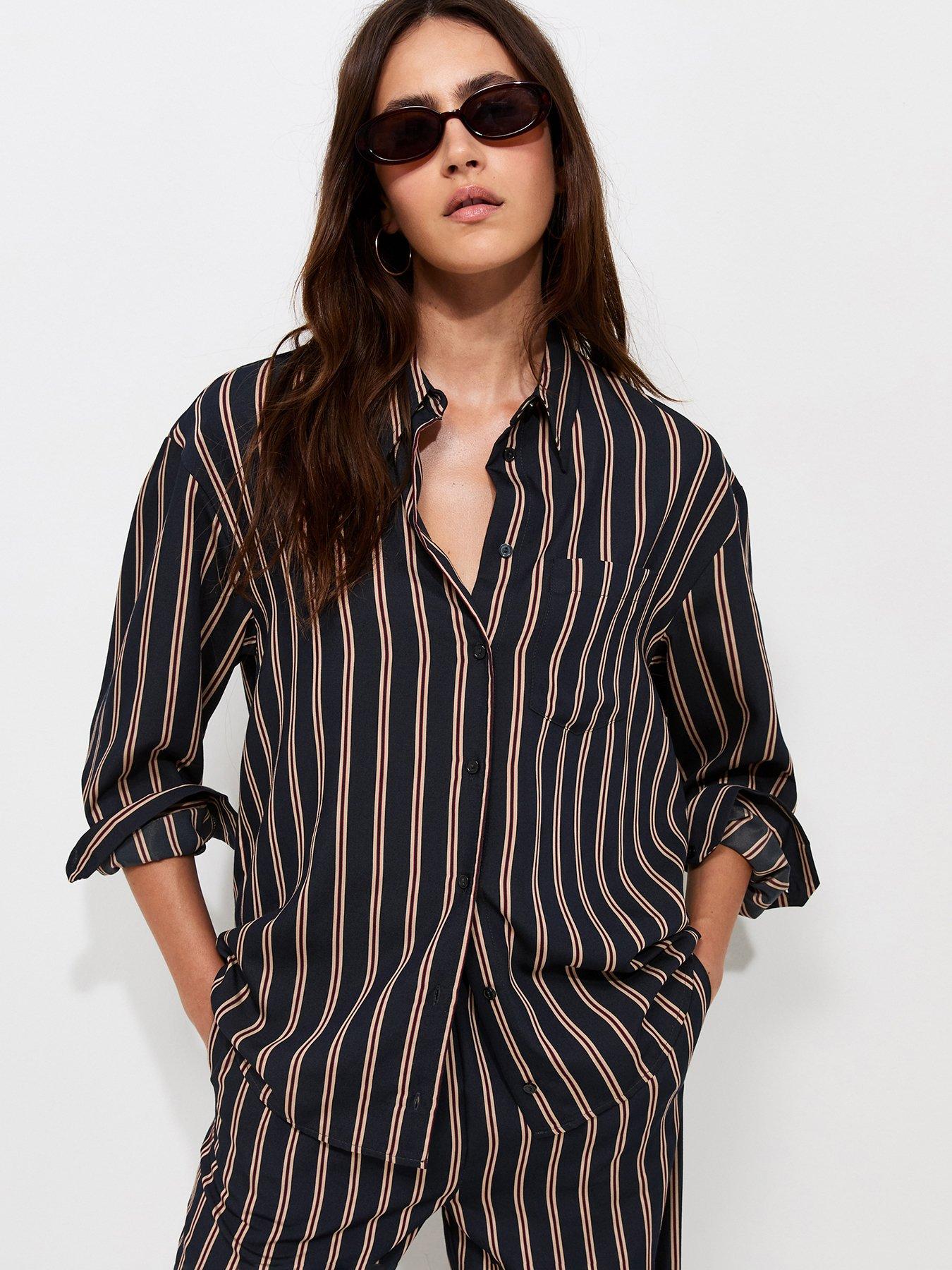 New Look Woven Striped Oversize Co-ord Shirt - Blue