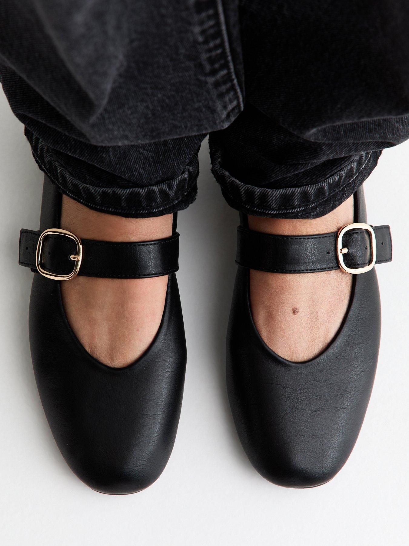 New Look Faux Leather Mary Jane School Shoe Flats - Black