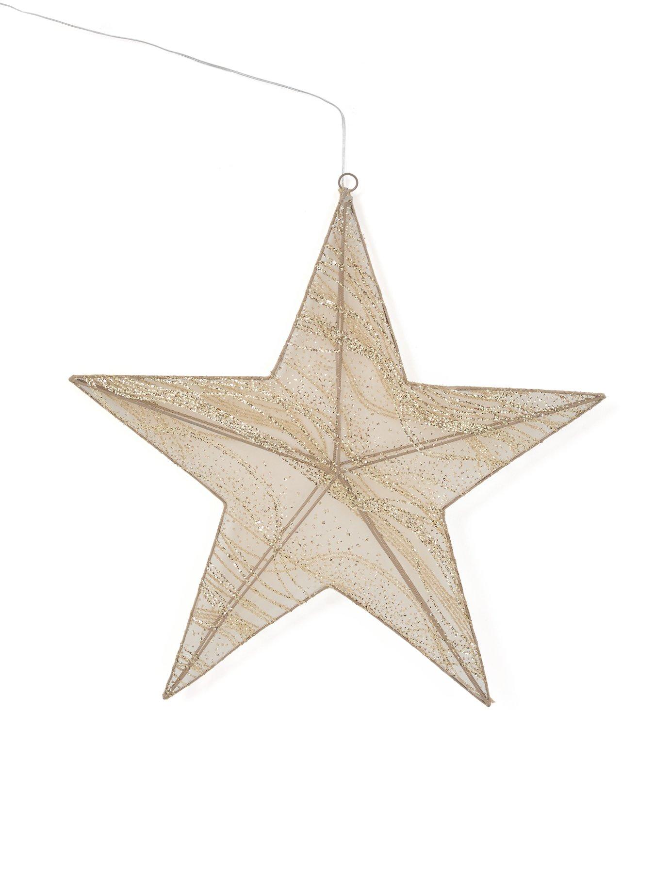 Image 2 of 5 of Festive Hanging Gold Metal Star With Golden Gauze - 248 Warm White Neon Flex Led - Lead Length 5m -58cm