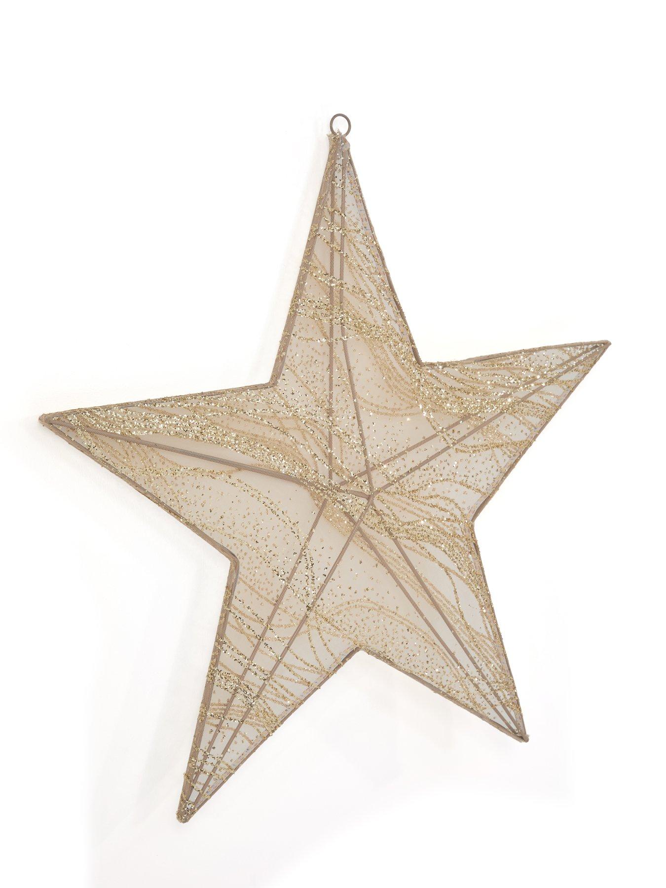 Image 4 of 5 of Festive Hanging Gold Metal Star With Golden Gauze - 248 Warm White Neon Flex Led - Lead Length 5m -58cm