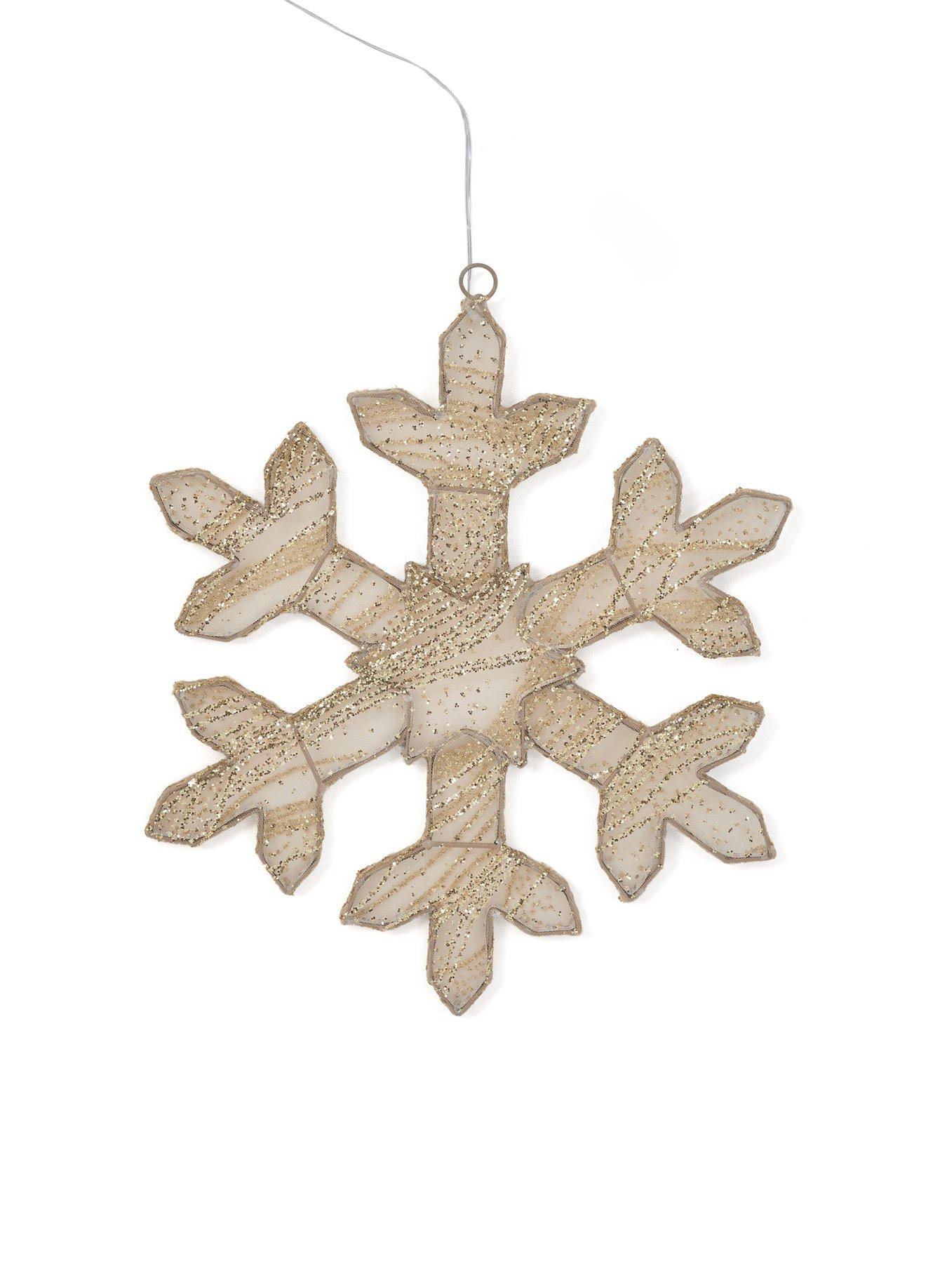 Image 2 of 5 of Festive Hanging Gold Metal Snowflake With Golden Gauze - 410 Warm White Neon Led - Lead Length 5m - 38cm