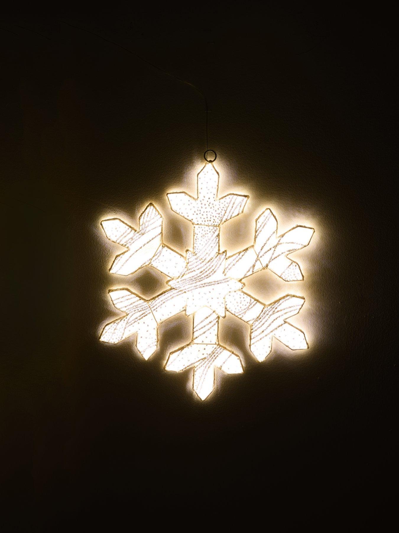 Image 3 of 5 of Festive Hanging Gold Metal Snowflake With Golden Gauze - 410 Warm White Neon Led - Lead Length 5m - 38cm