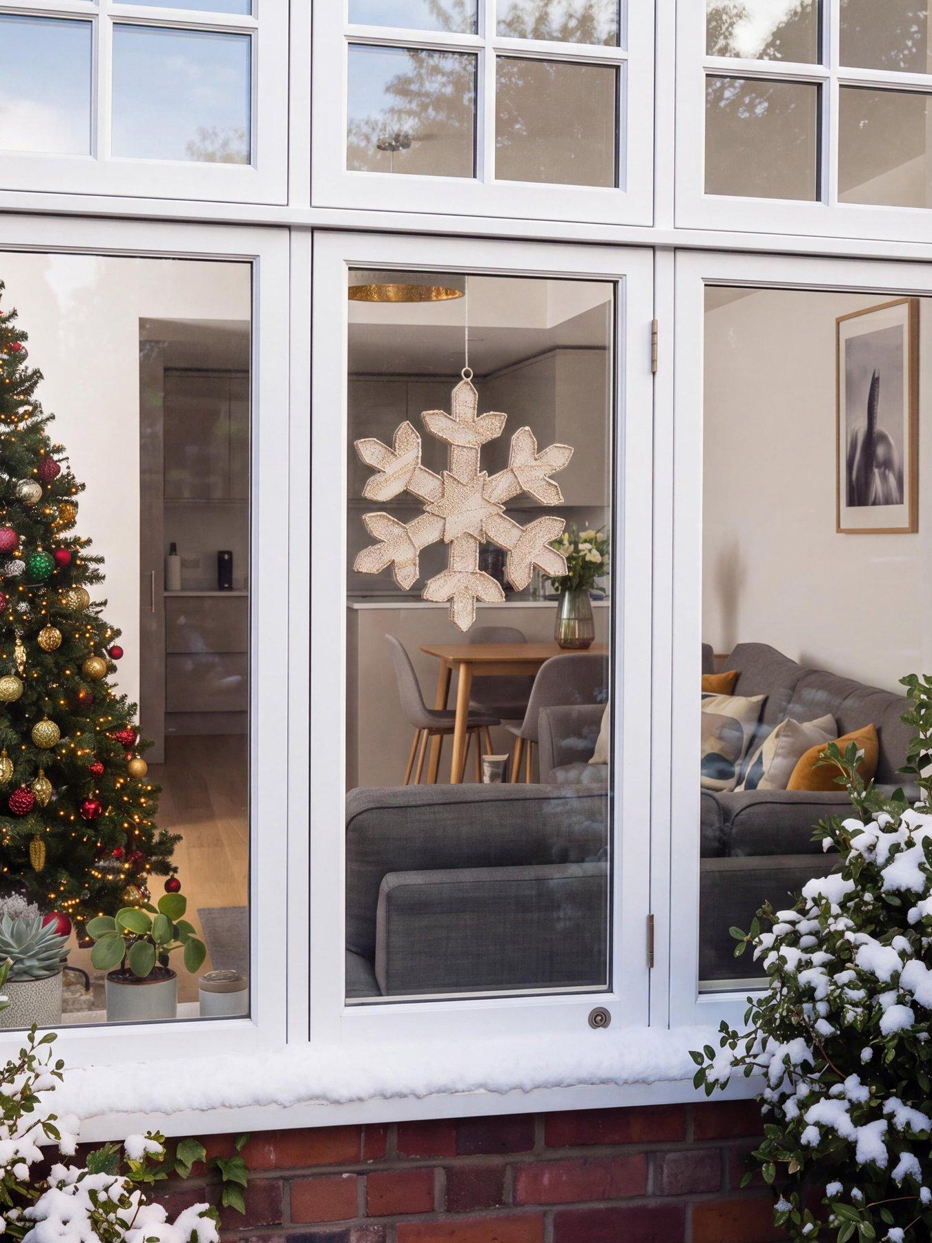 Image 5 of 5 of Festive Hanging Gold Metal Snowflake With Golden Gauze - 410 Warm White Neon Led - Lead Length 5m - 38cm