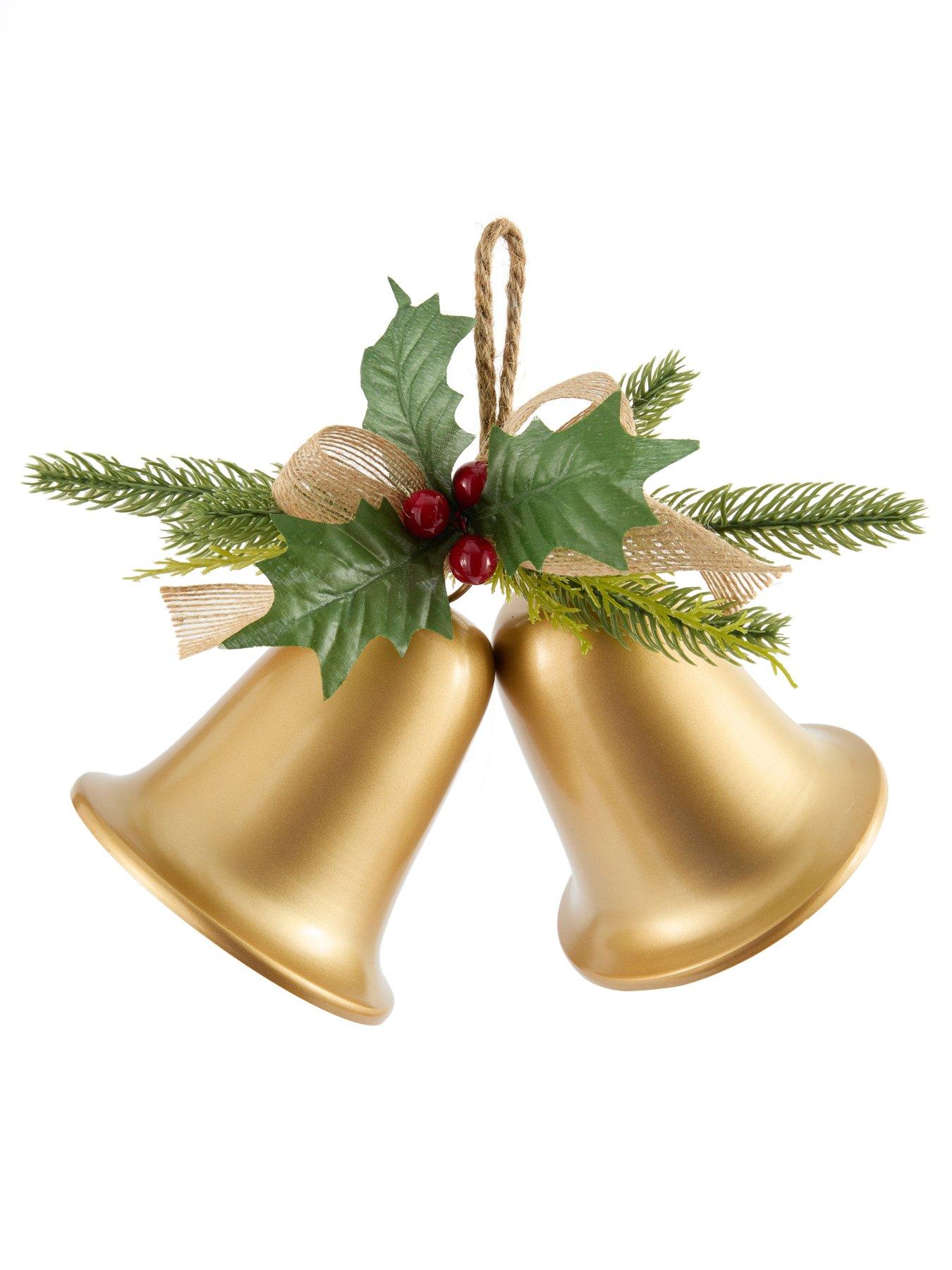Image 3 of 7 of Festive Gold Twin Metal Bells Christmas Tree&nbsp;Decoration&nbsp;- 30cm