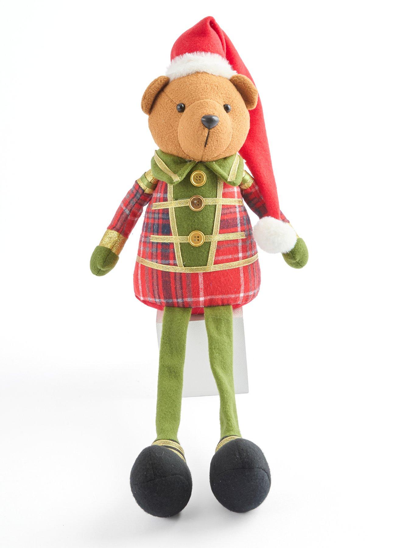 Image 2 of 5 of Festive Dangly Leg Plush Bear in Red Hat Christmas Decoration - 61cm