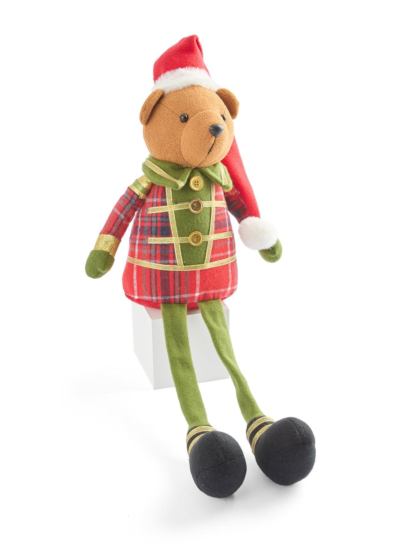 Image 3 of 5 of Festive Dangly Leg Plush Bear in Red Hat Christmas Decoration - 61cm