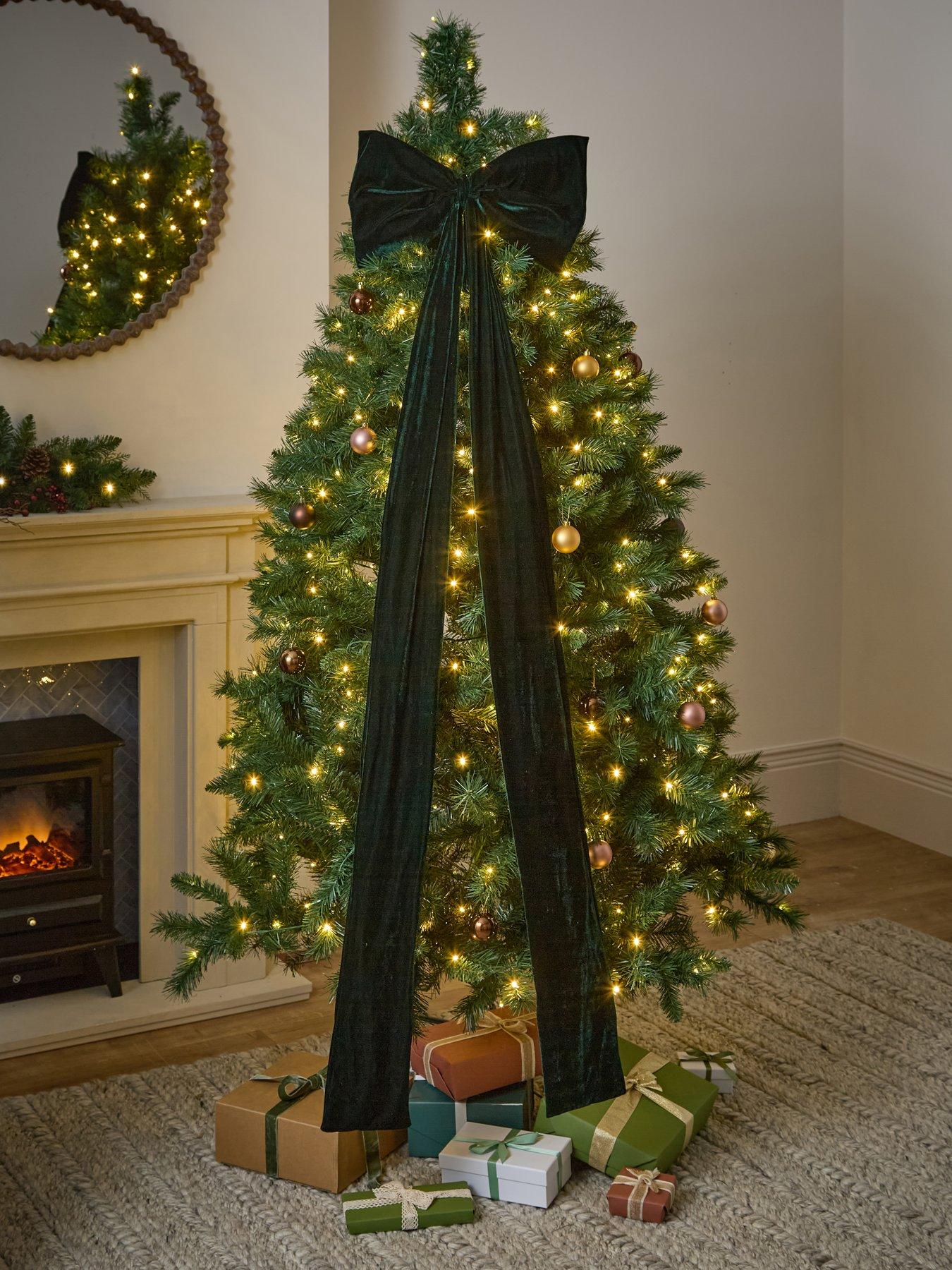 Festive Green Long Tail Christmas Tree Bow - 180cm