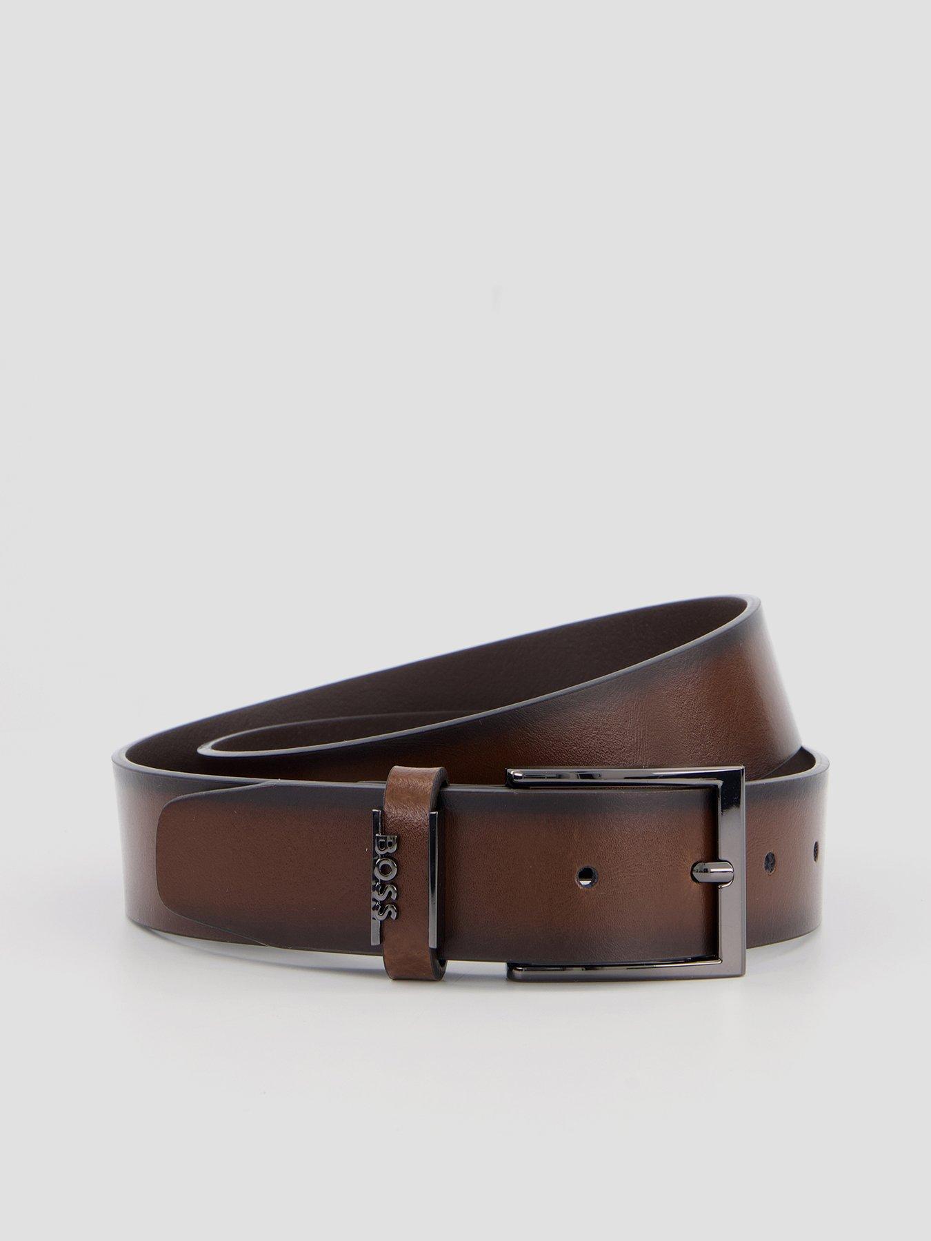 BOSS Boss Cole Emblem Logo Formal Leather Belt - Brown