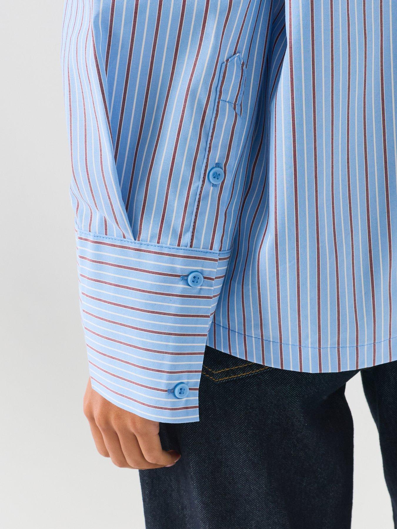 Image 6 of 6 of Vero Moda Vmzima Women's Striped Scarf-Neck Blouse - Blue