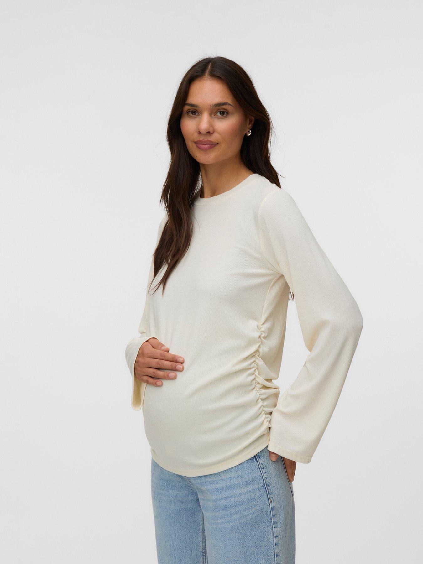 Mamalicious Mlleonora Long Sleeve Ruching Top - Birch