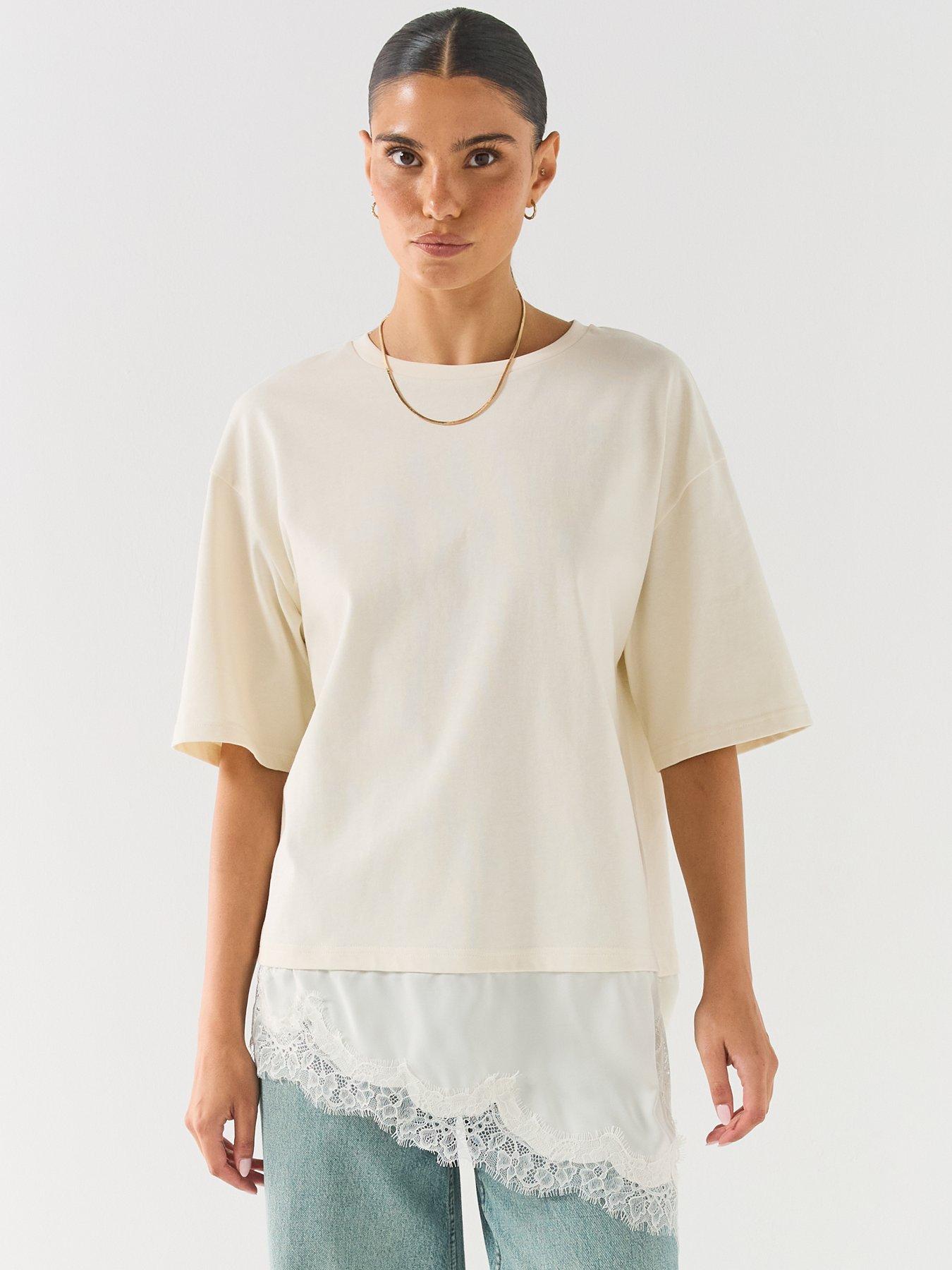 JDY Jdyalma 2/4 Lace Detail T Shirt Jrs Noos
