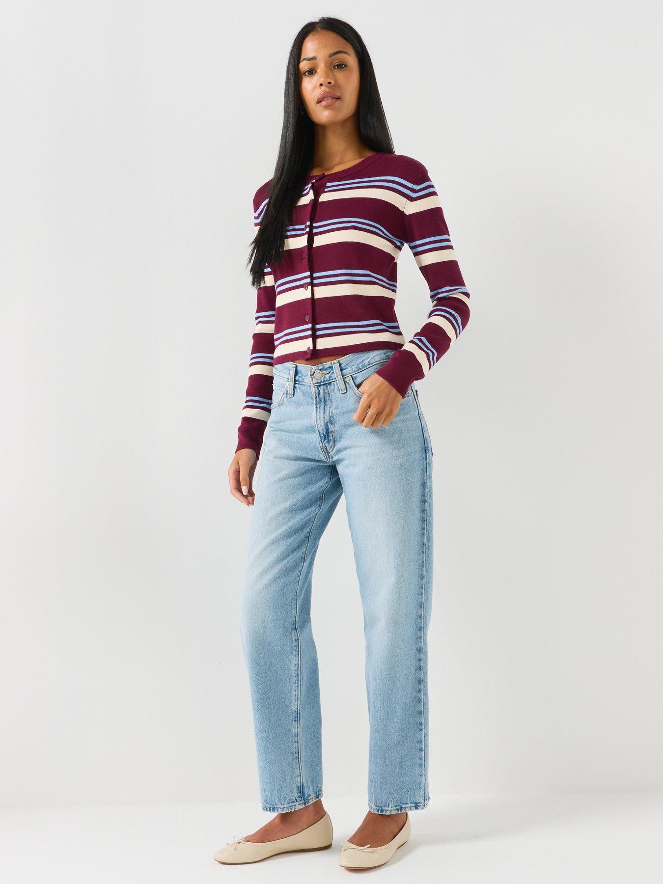 Image 3 of 4 of JDY Emmie Striped Knitted Cardigan - Red