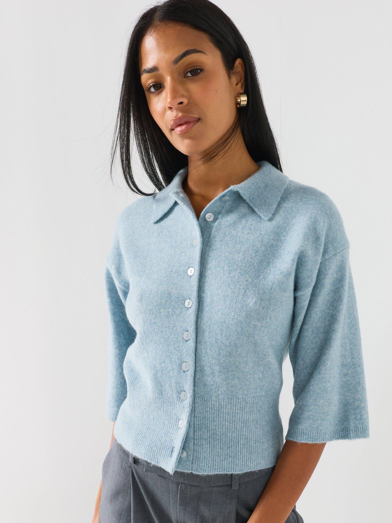 Image 1 of 5 of Only Short Sleeve Button Through Polo In Wool Mix