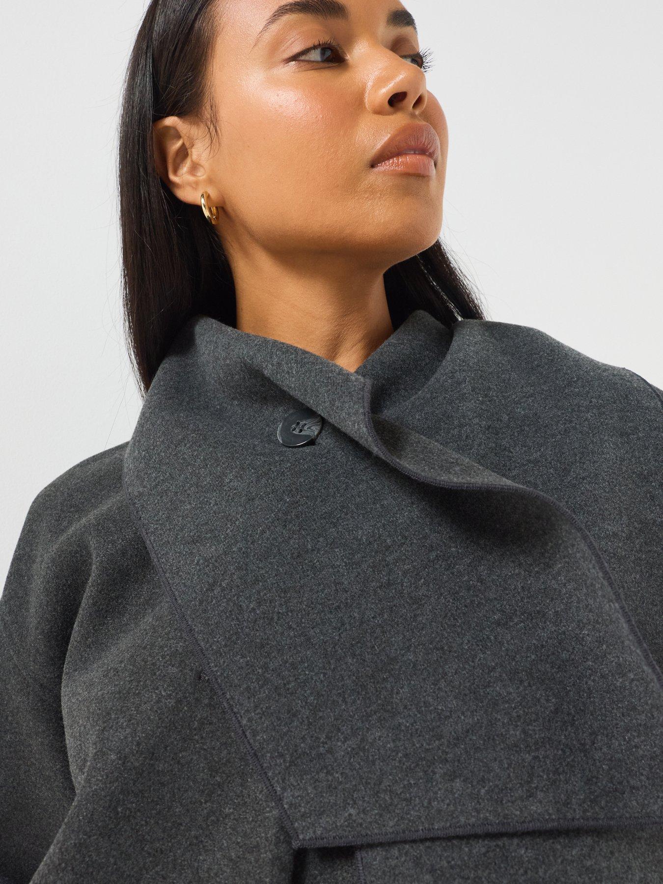 Image 4 of 6 of Only Soft Short Jacket with Detachable Scarf - Grey