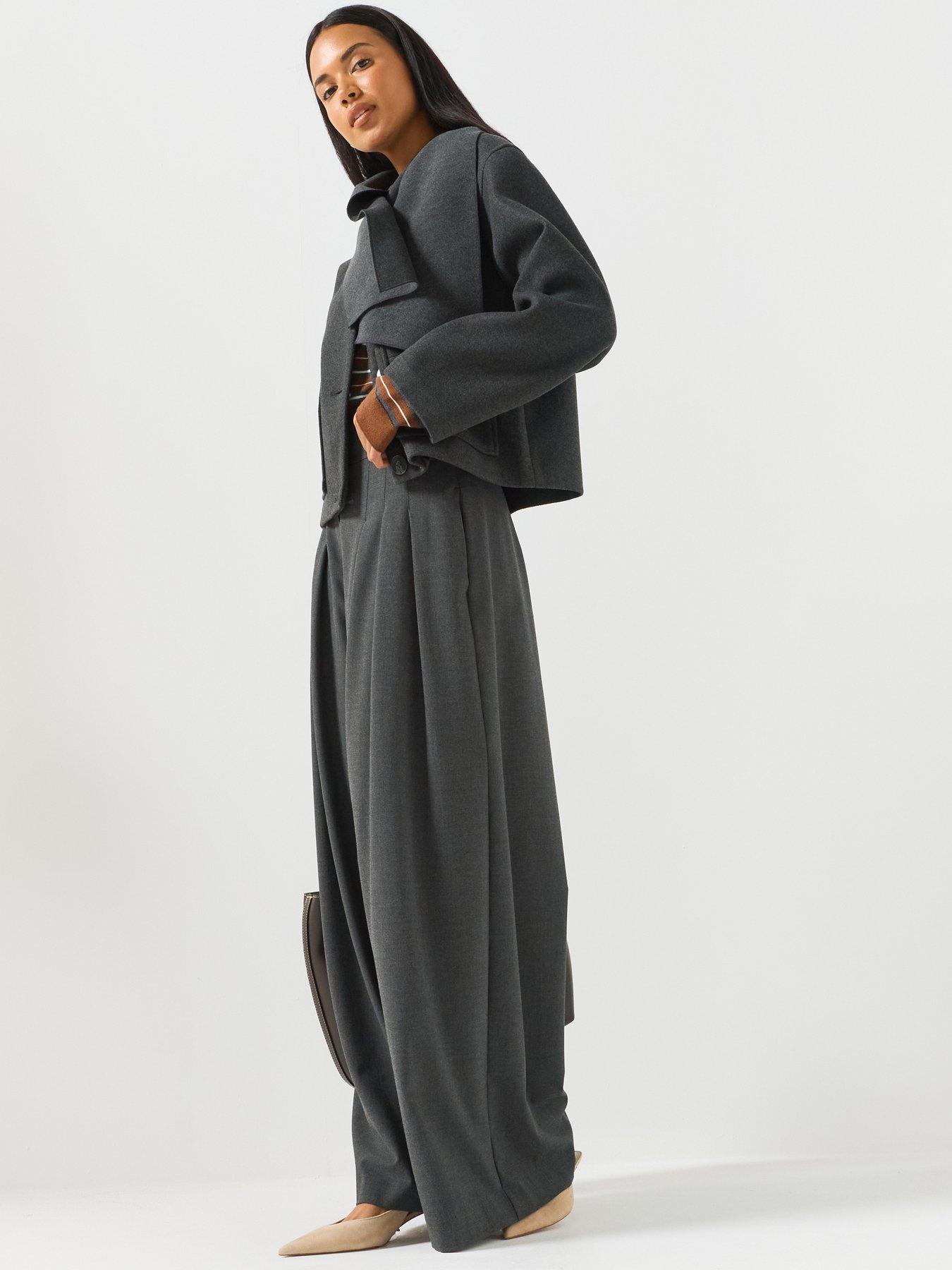 Image 5 of 6 of Only Soft Short Jacket with Detachable Scarf - Grey