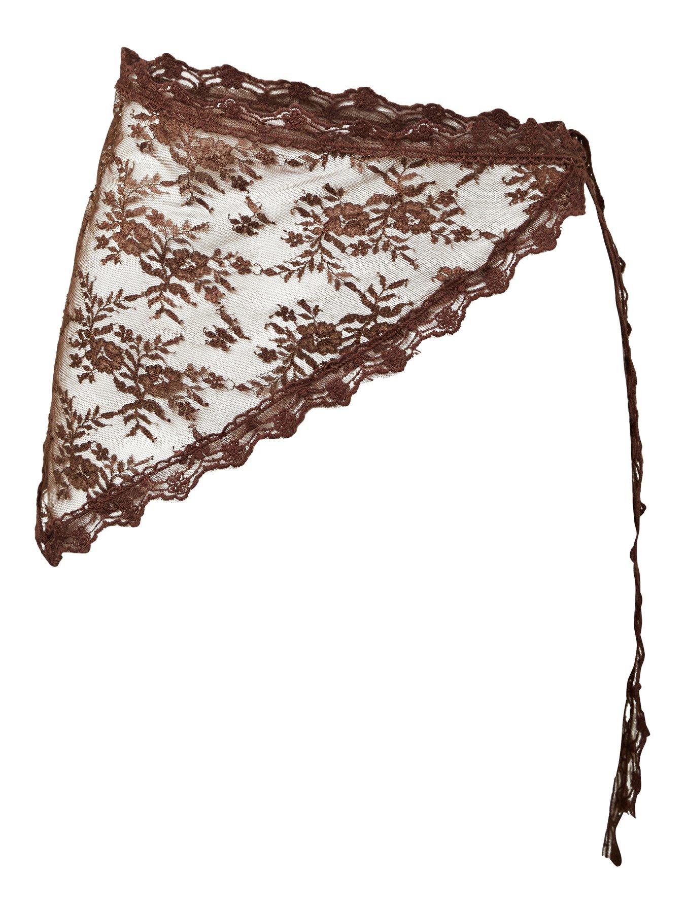 PIECES Women's Sheer Lace Triangle Hip Scarf - Black