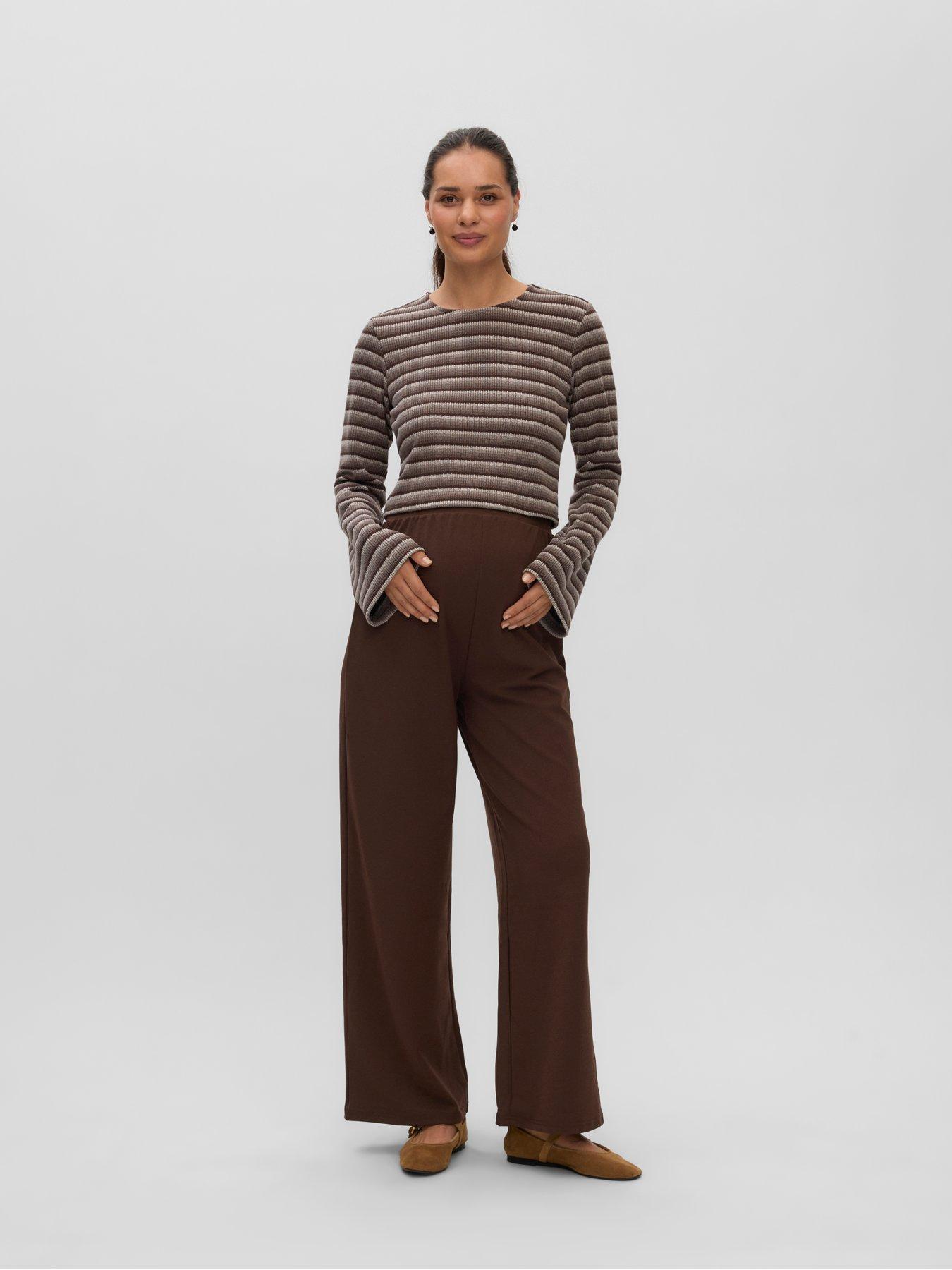 Image 3 of 4 of Mamalicious Womens Maternity Mlkaren Wide Leg Pants - Java