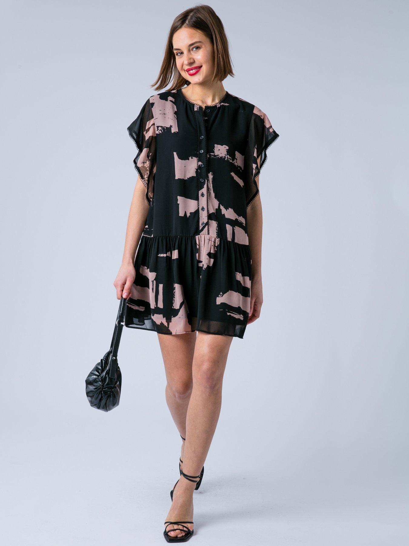 Image 1 of 7 of Religion Ara Tunic Mini dress with Ruffle sleeves