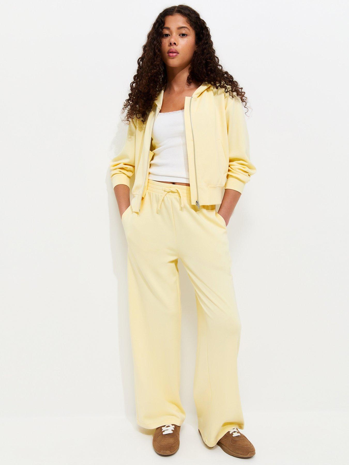 Image 1 of 5 of New Look 915 Girls Soft Touch Wide Leg Joggers - Yellow