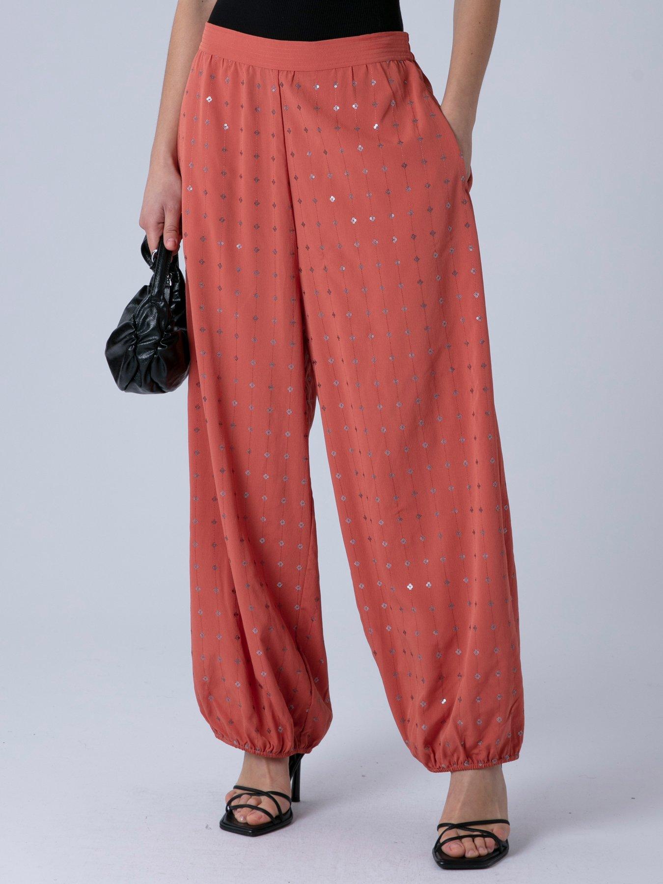 Religion Embellished Kara Balloon Trousers- Coral Pink
