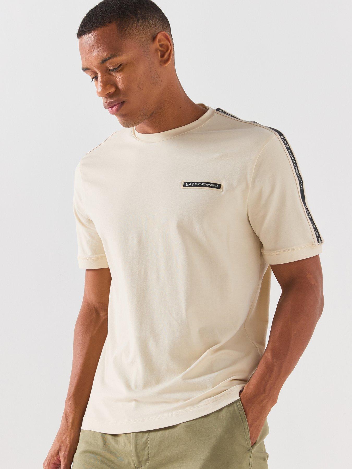 EA7 Emporio Armani Train Logo Taped T-Shirt - Light Beige